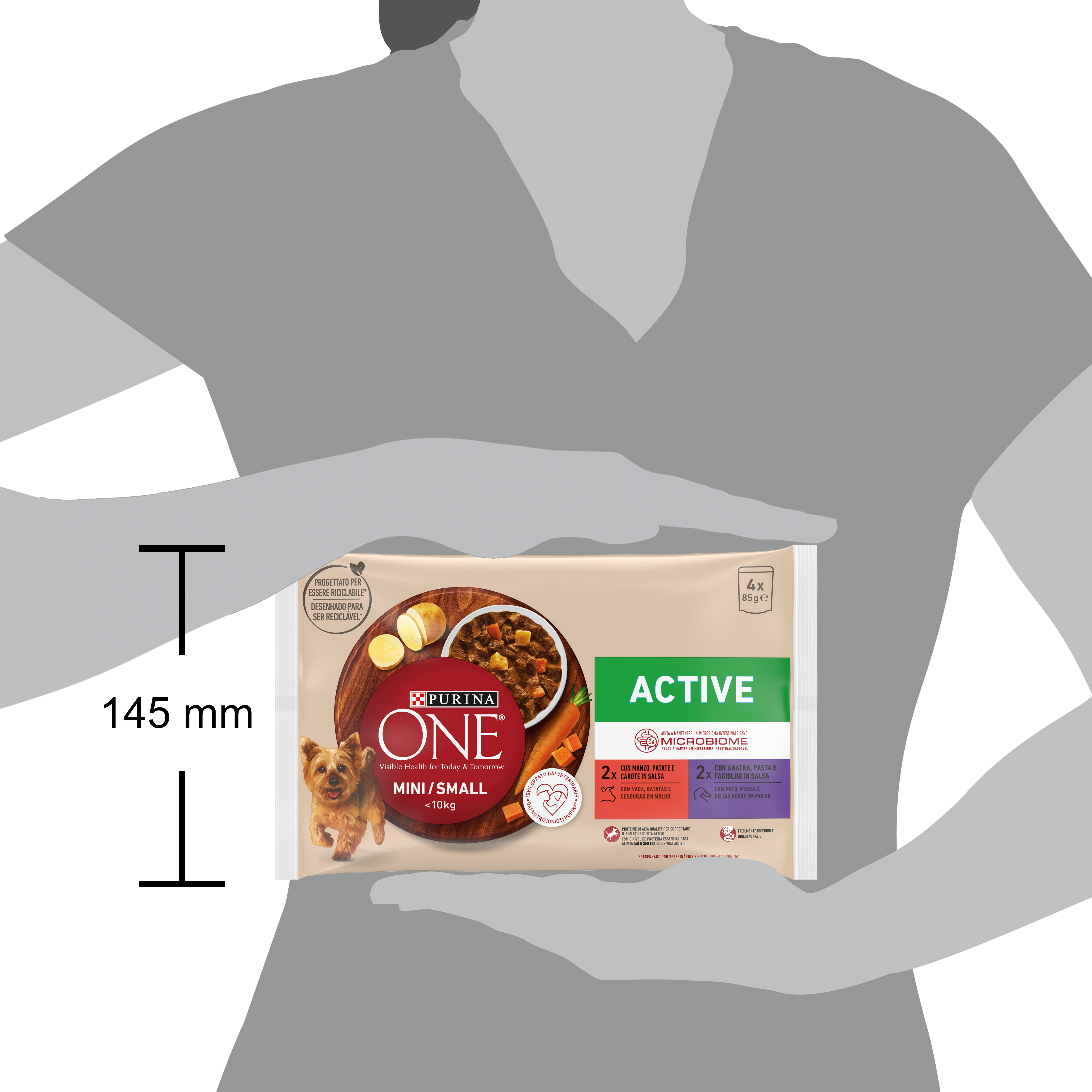 Purina ONE Active 4x85g Manzo e Anatra in Salsa