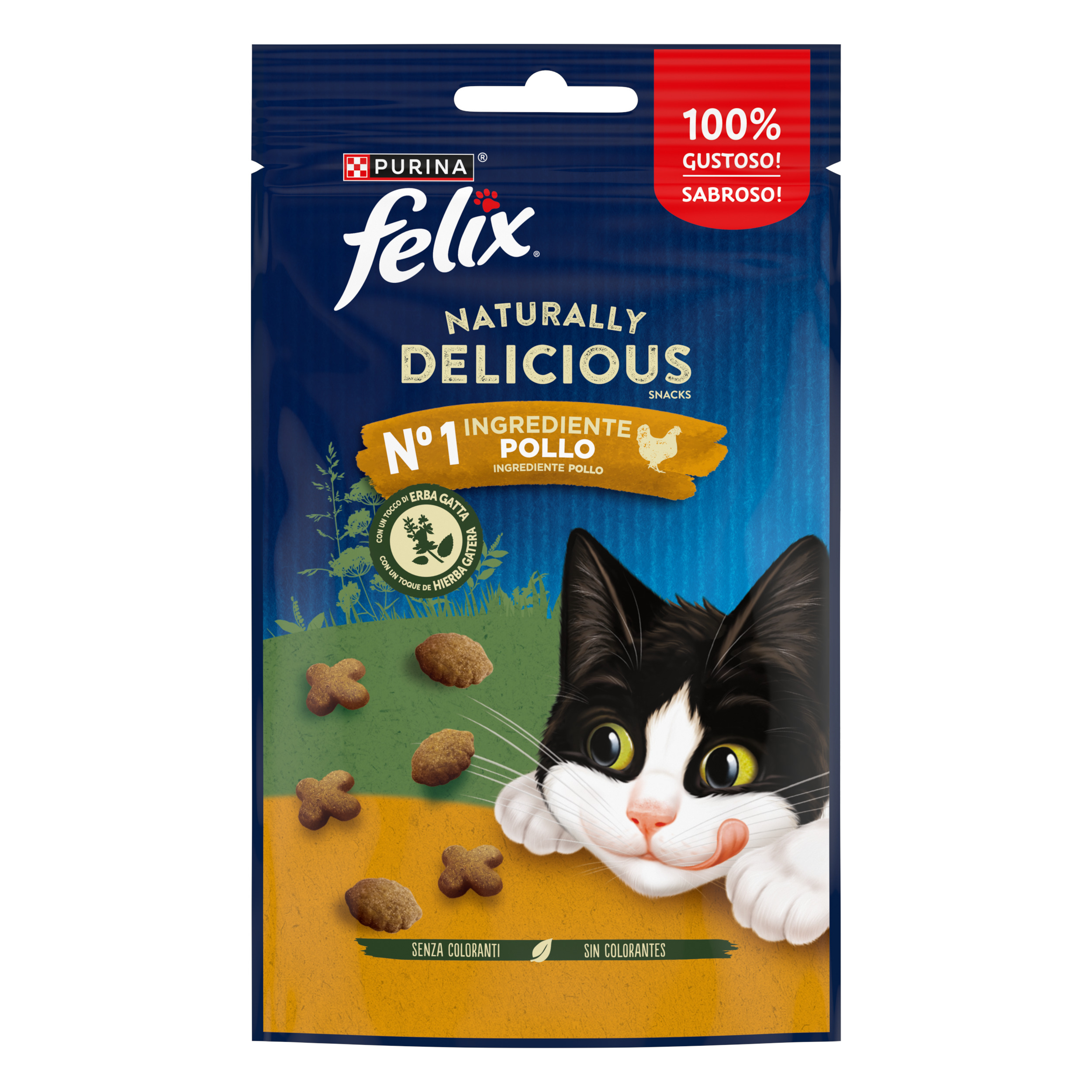 Felix Naturally Delicious Ricco in Pollo con un Tocco di Erba Gatta 50g