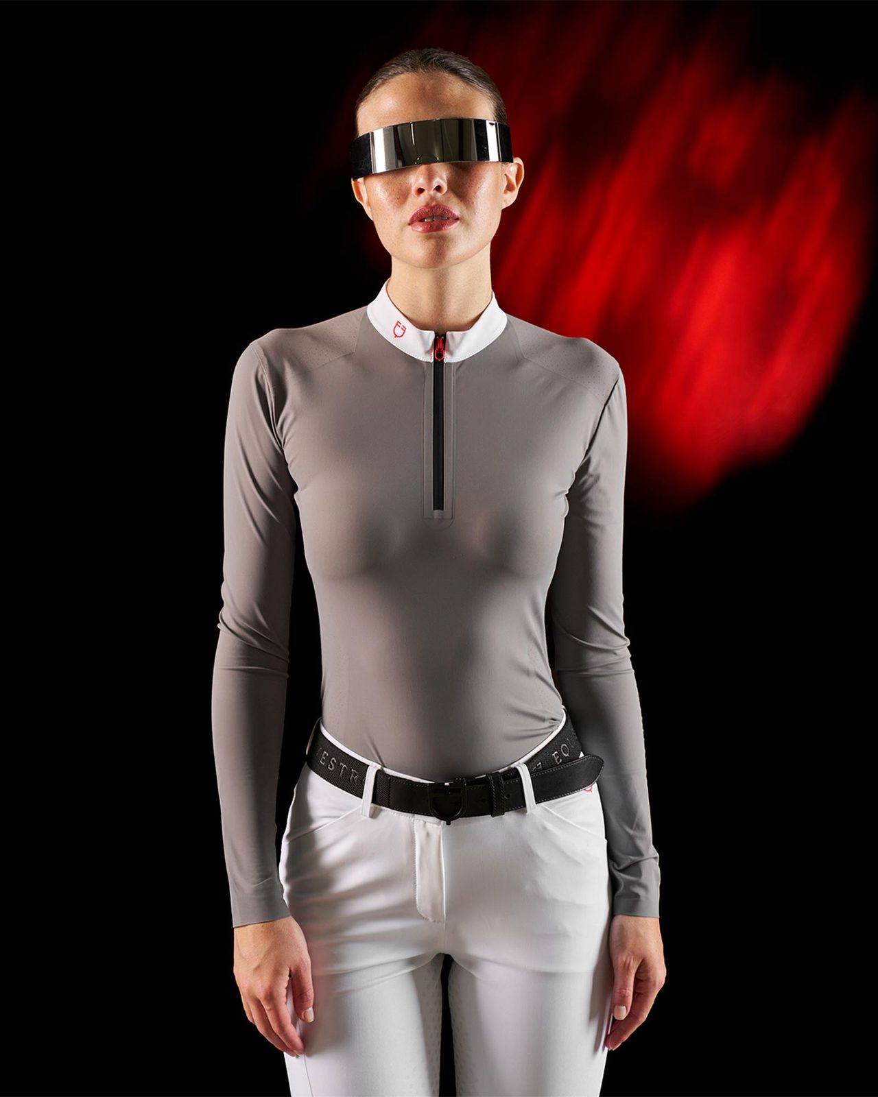 Polo concorso donna Equestro Ridertechnology manica lunga e zip