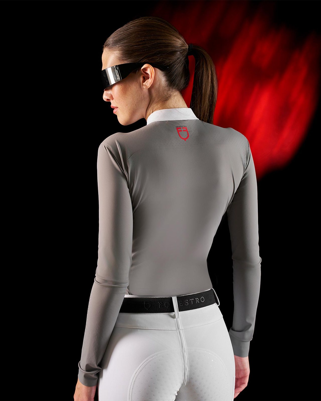 Polo concorso donna Equestro Ridertechnology manica lunga e zip