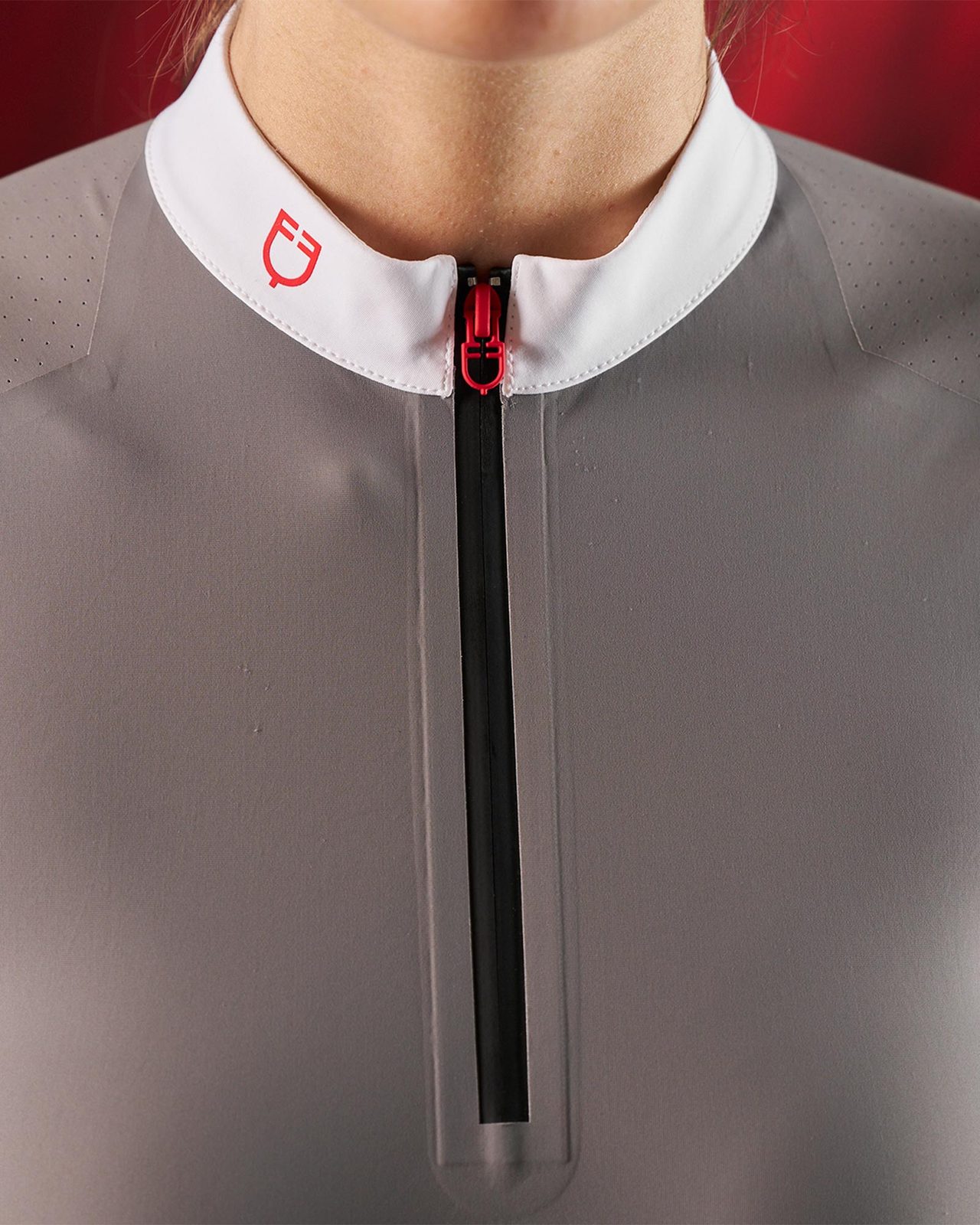 Polo concorso donna Equestro Ridertechnology manica lunga e zip
