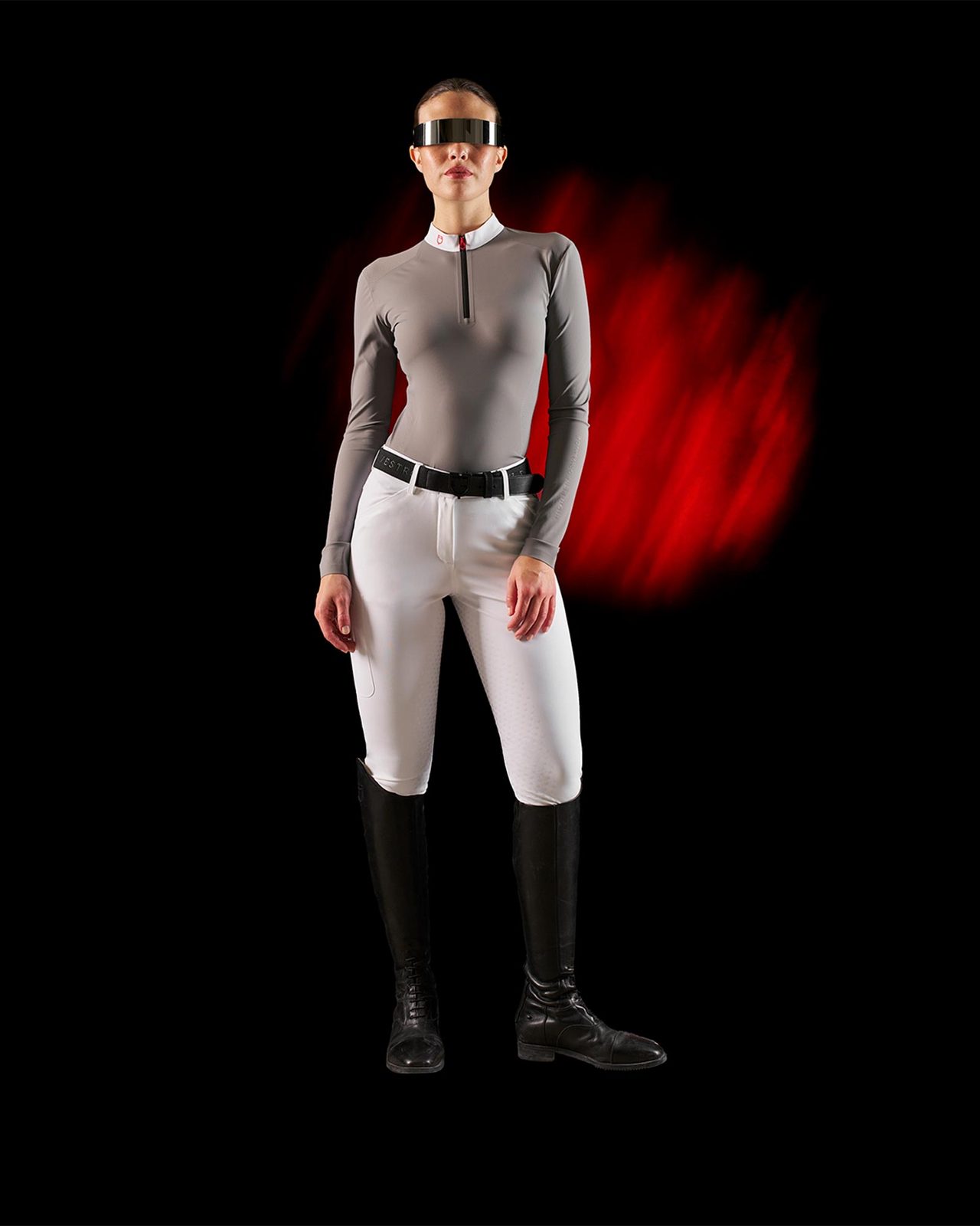 Polo concorso donna Equestro Ridertechnology manica lunga e zip