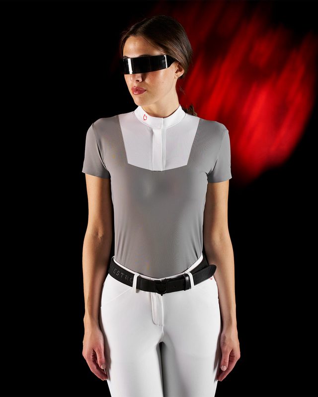 Equestro Ridertechnology women's competition polo shirt short sleeves and buttons