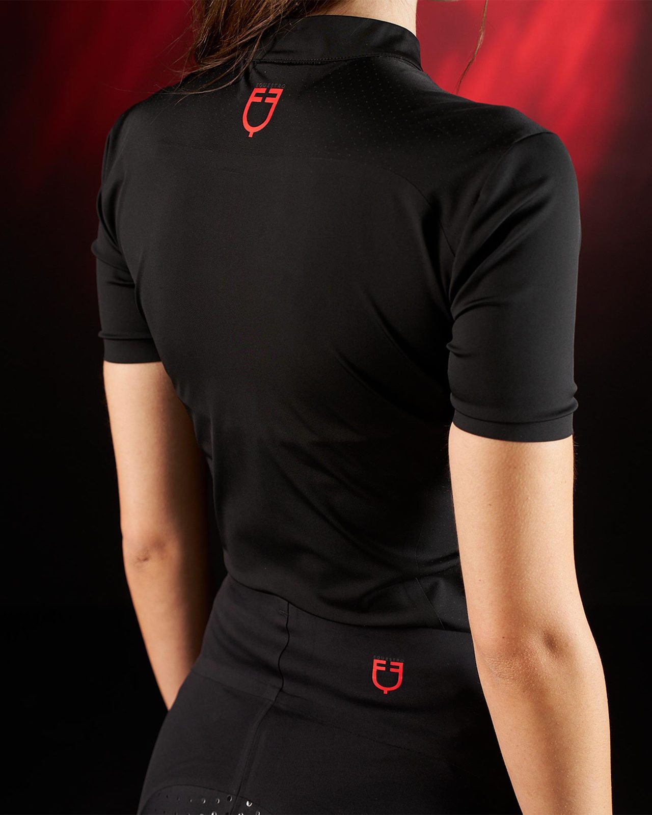 Polo training donna Equestro Ridertechnology manica corta e zip