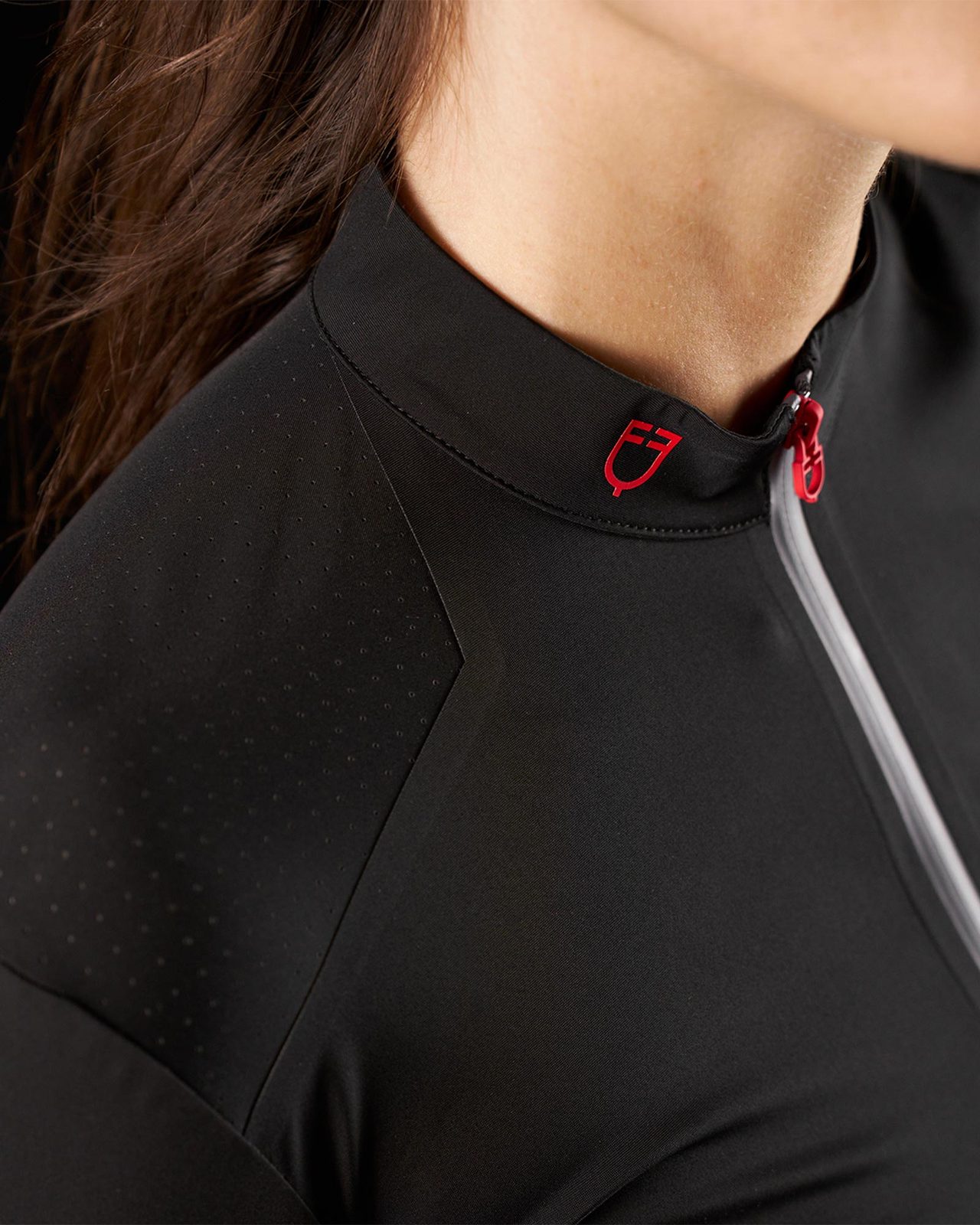 Polo training donna Equestro Ridertechnology manica corta e zip