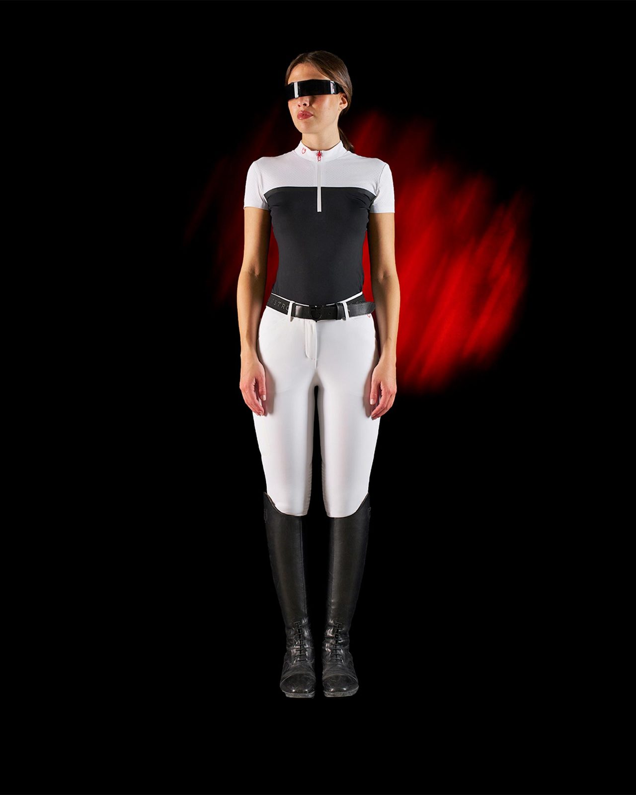 Equestro Ridertechnology women's competition polo shirt perforated fabric