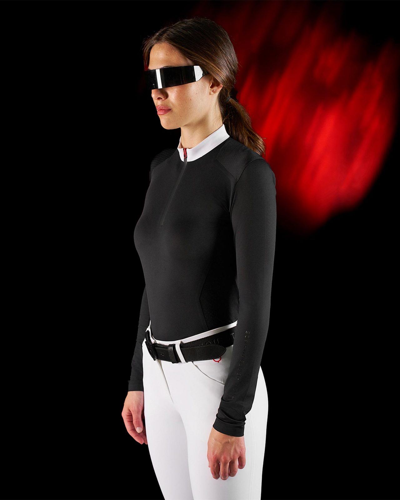 Polo concorso donna Equestro Ridertechnology manica lunga e zip