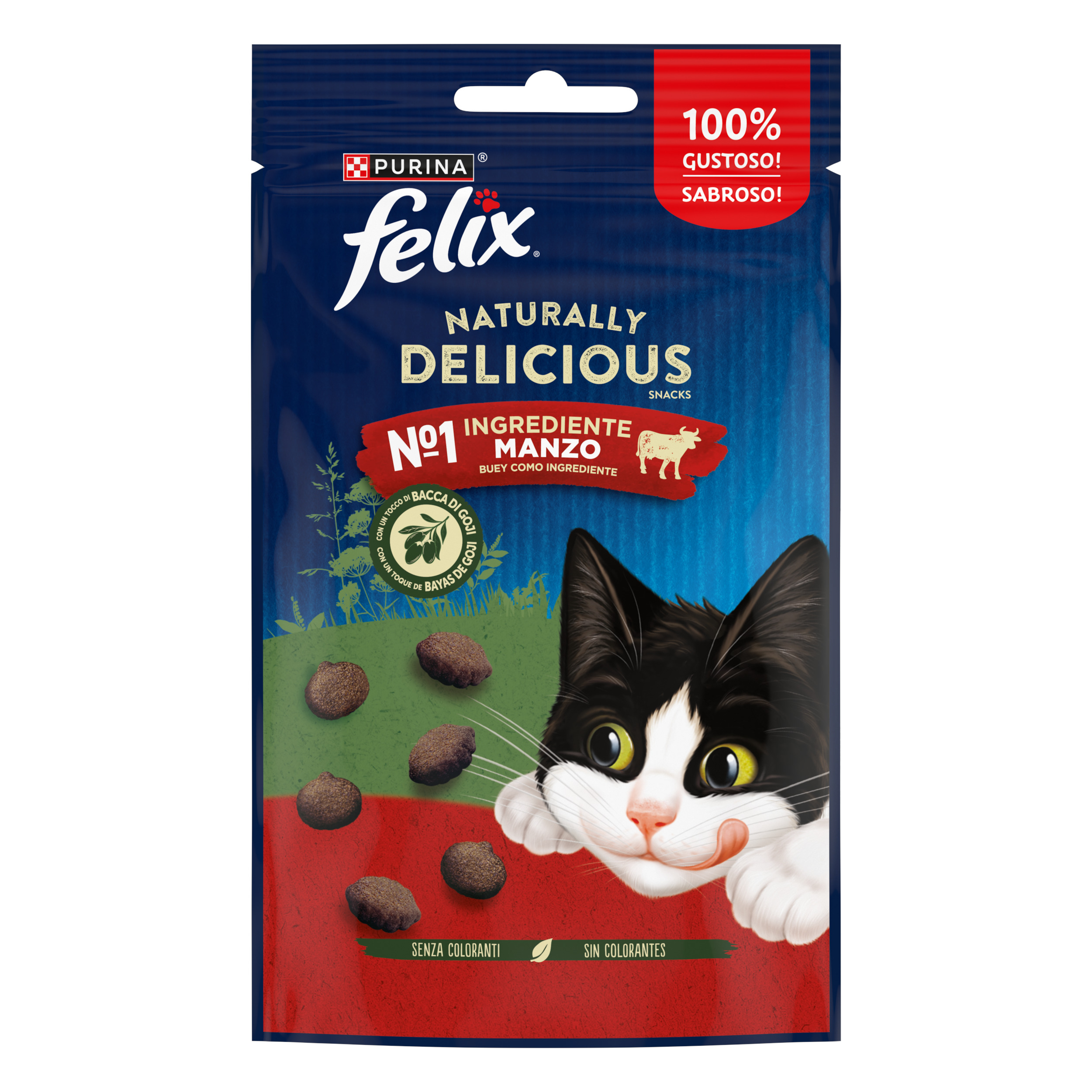 Felix Naturally Delicious 50g Manzo 1° Ingrediente & Bacca di Goji