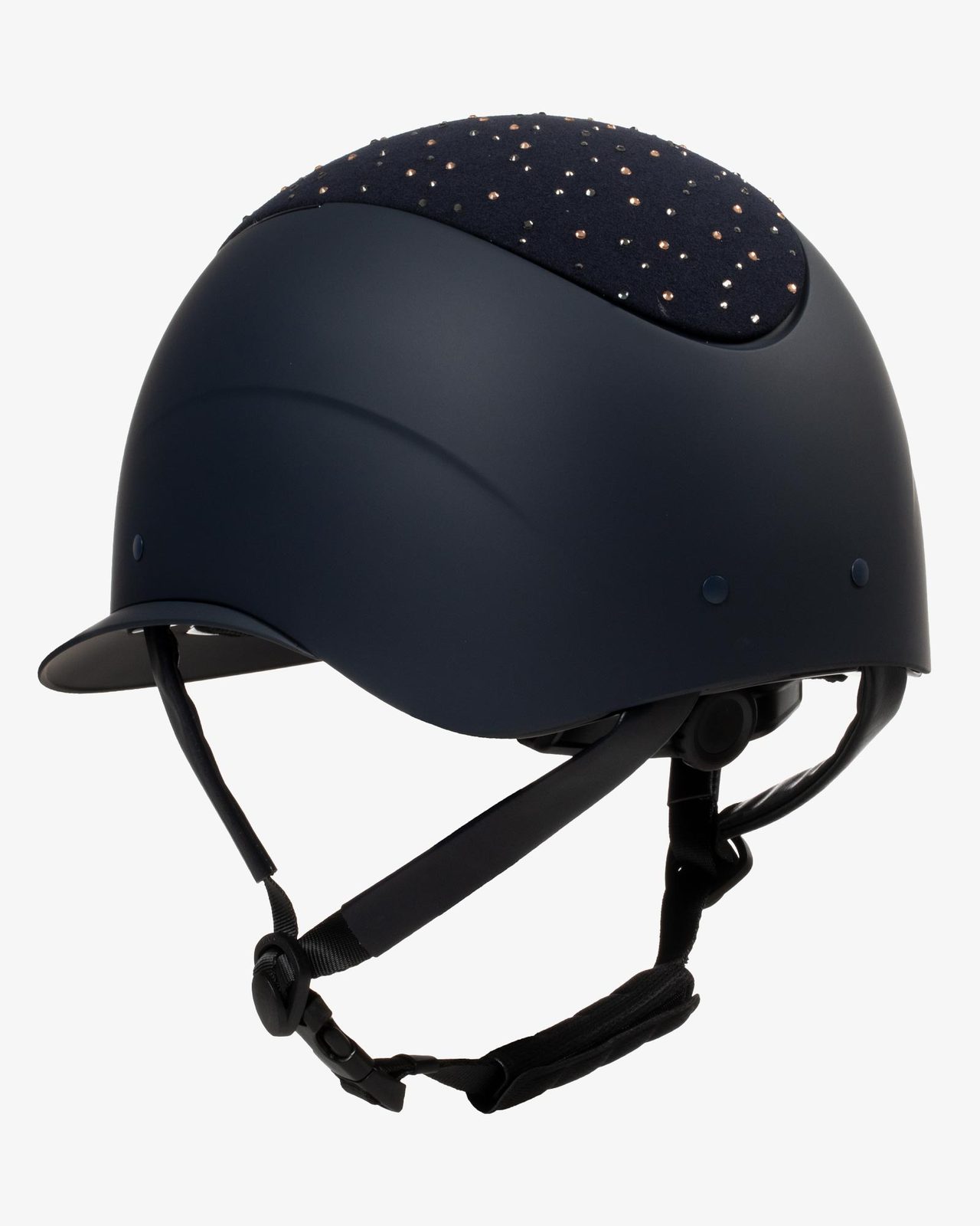 Cap opaco visiera larga con logo in strass omologazione EN 1384-2023