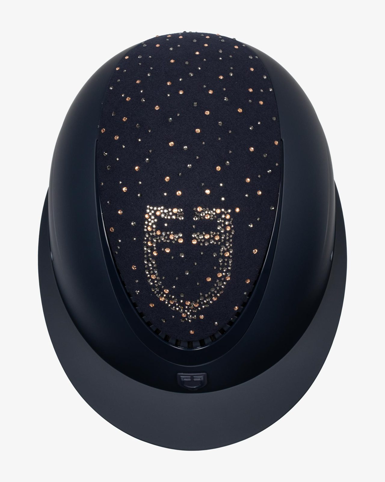 Cap opaco visiera larga con logo in strass omologazione EN 1384-2023