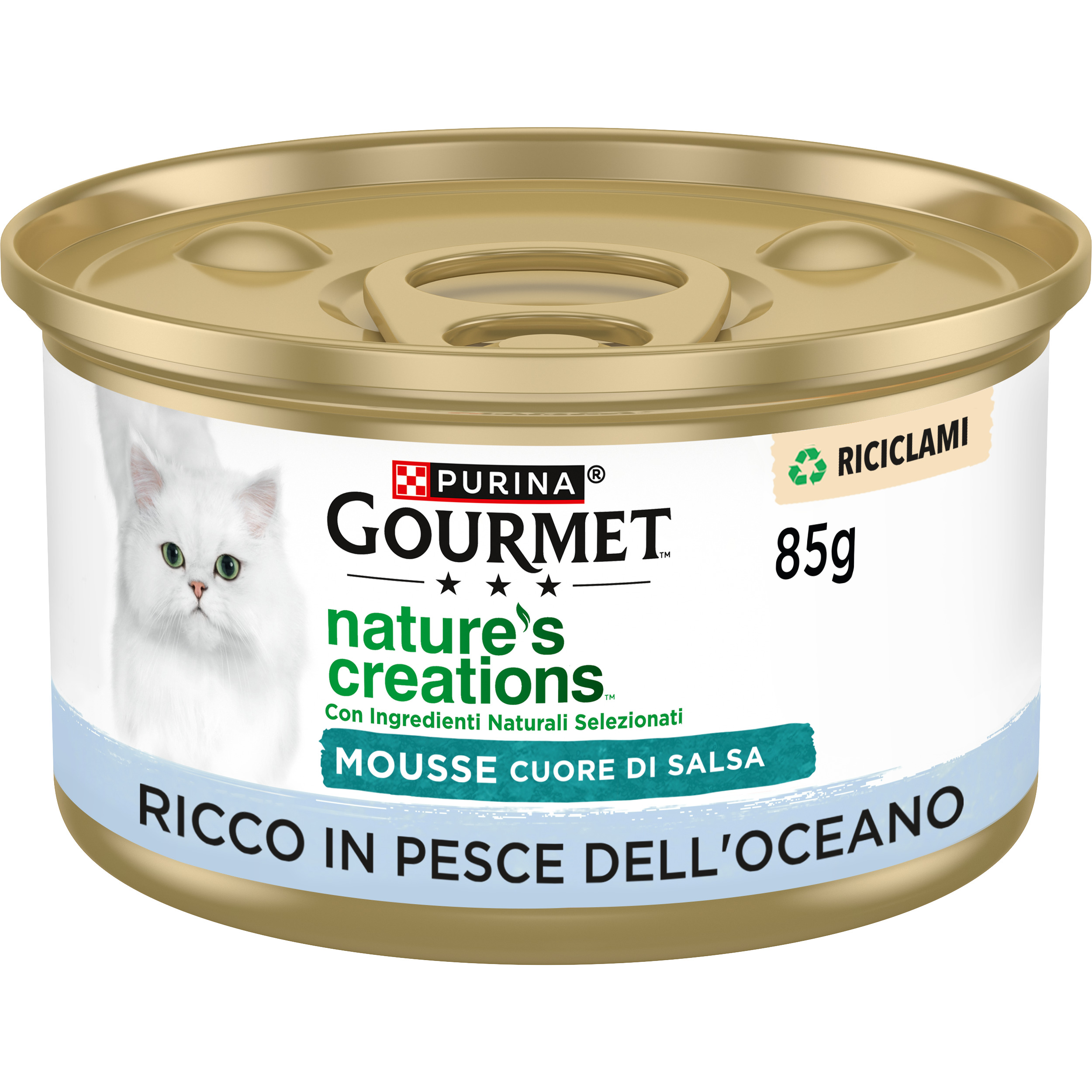 Gourmet Nature's Creations, Ricco in Pesce dell'oceano, guarnito con spinaci e riso


