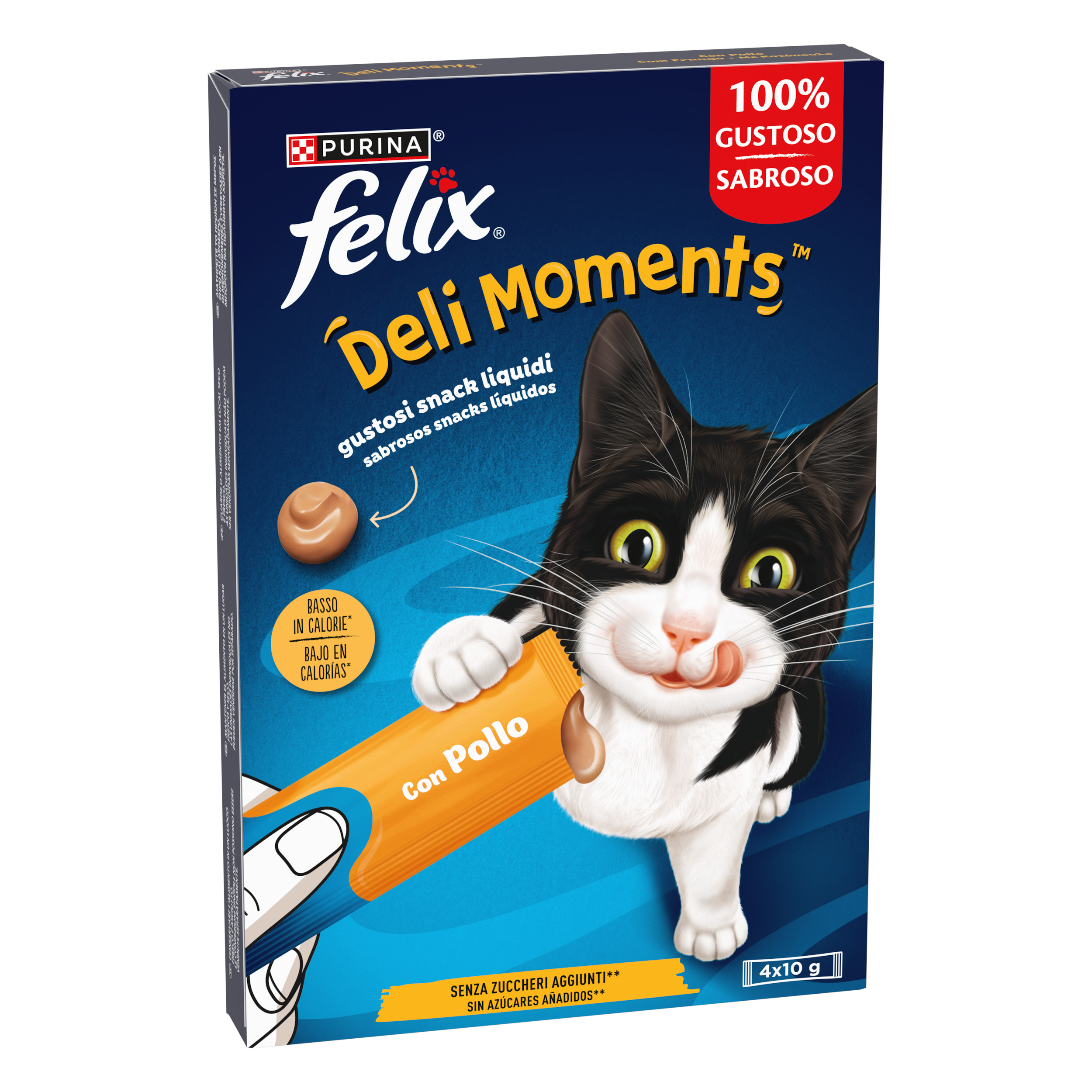 FELIX®&nbsp;Deli Moments™ gustosi snack liquidi per gatti con Pollo 4x10g Bustine