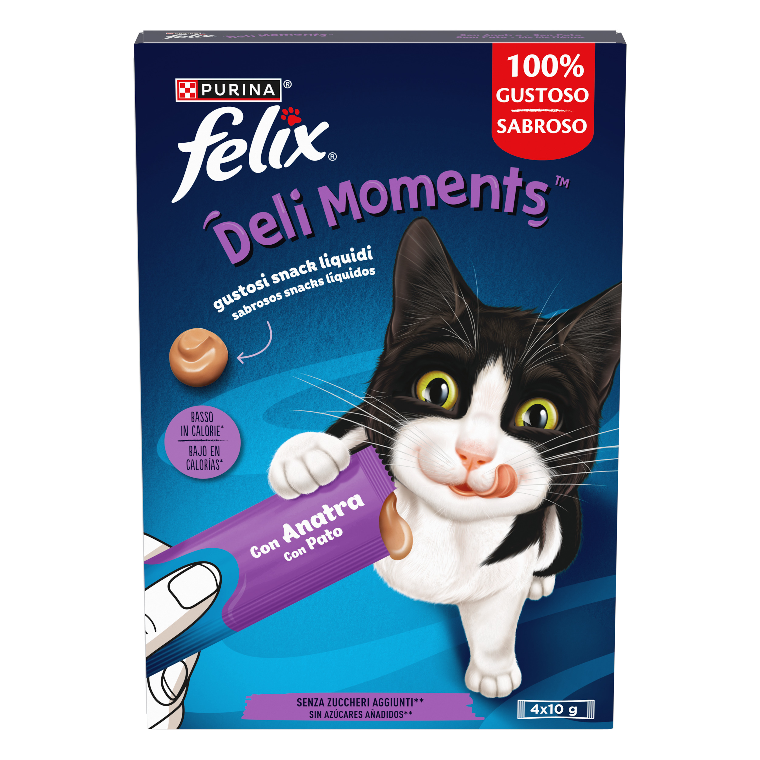 FELIX®&nbsp;Deli Moments™ gustosi snack liquidi per gatti con Anatra 4x10g Bustine