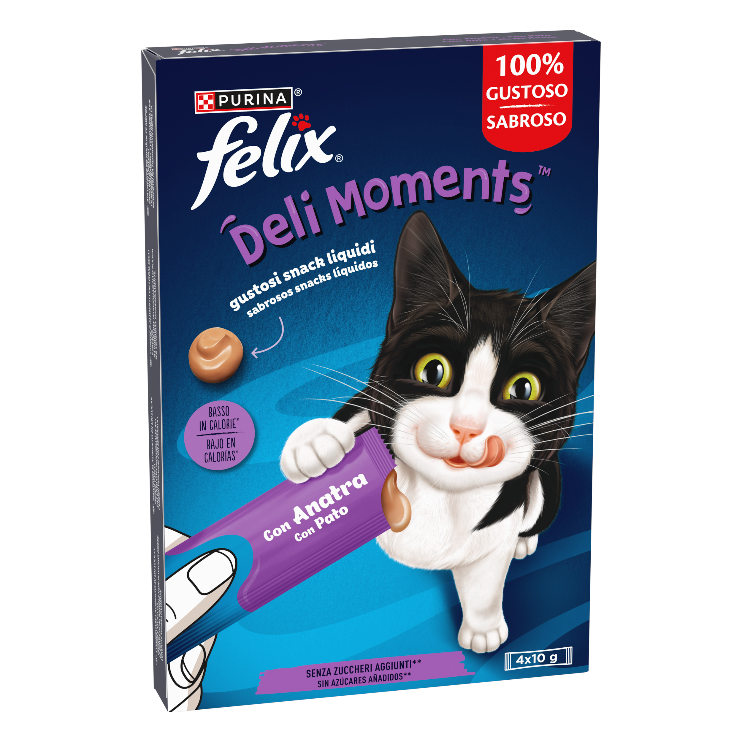 FELIX®&nbsp;Deli Moments™ gustosi snack liquidi per gatti con Anatra 4x10g Bustine