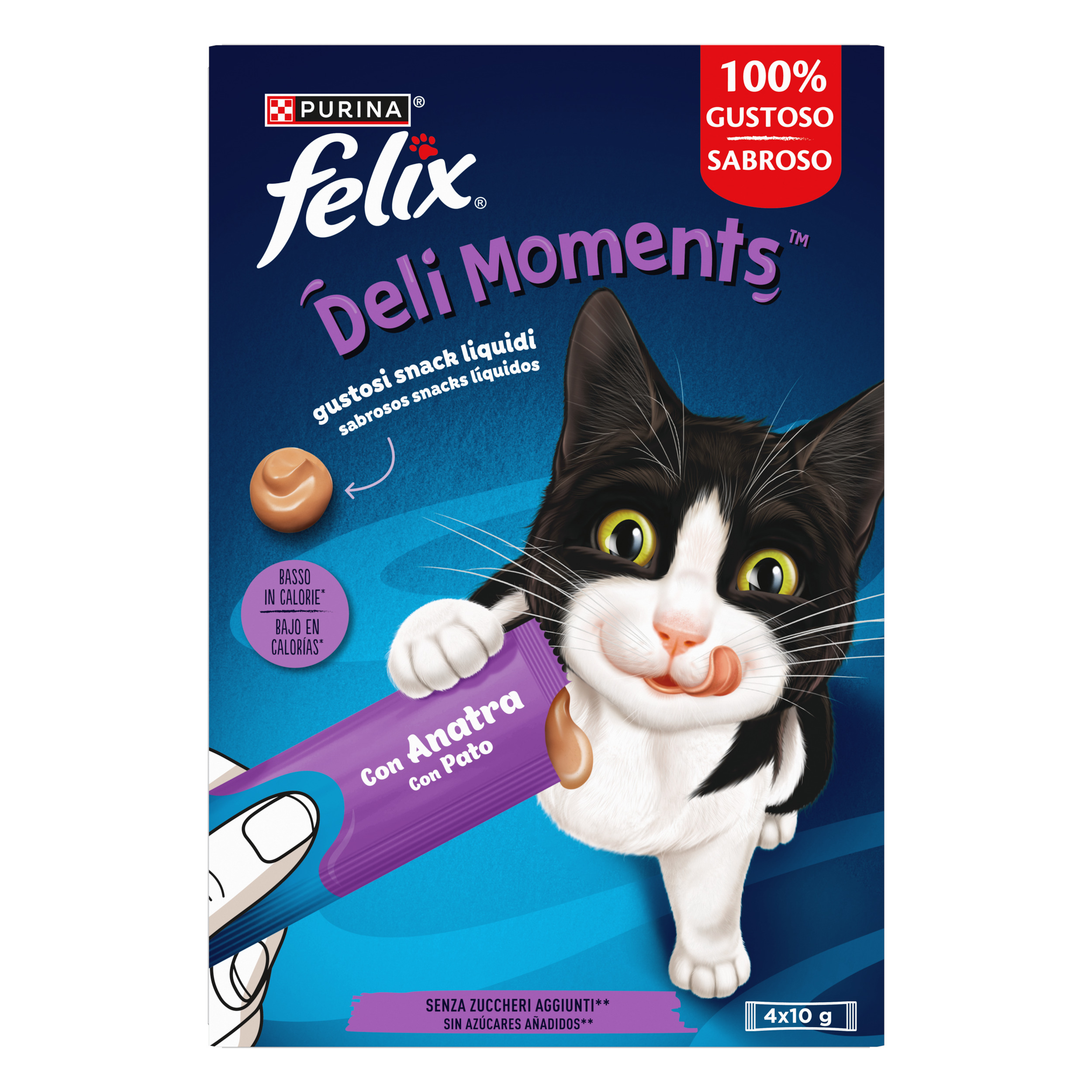 FELIX®&nbsp;Deli Moments™ gustosi snack liquidi per gatti con Anatra 4x10g Bustine
