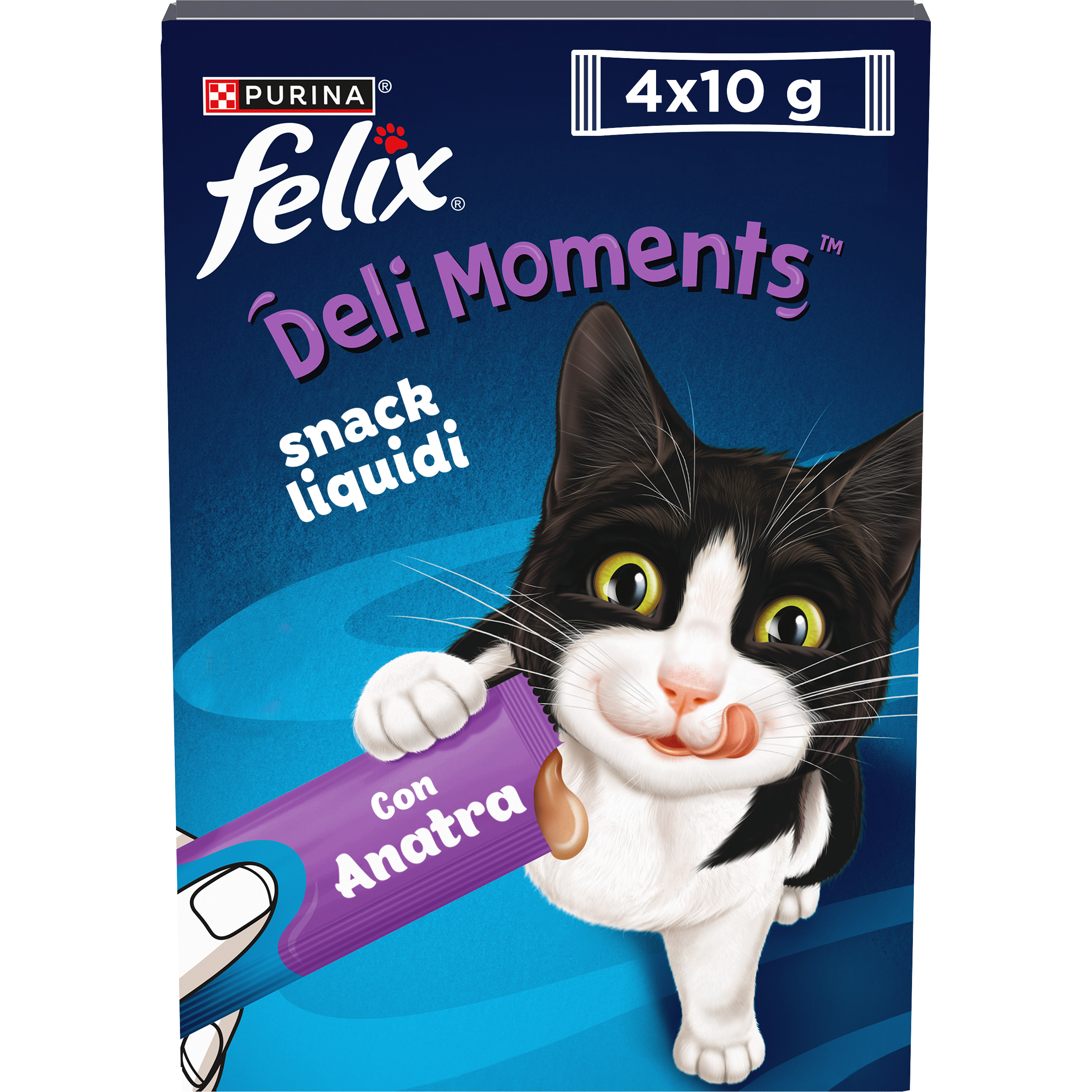 FELIX®&nbsp;Deli Moments™ gustosi snack liquidi per gatti con Anatra 4x10g Bustine