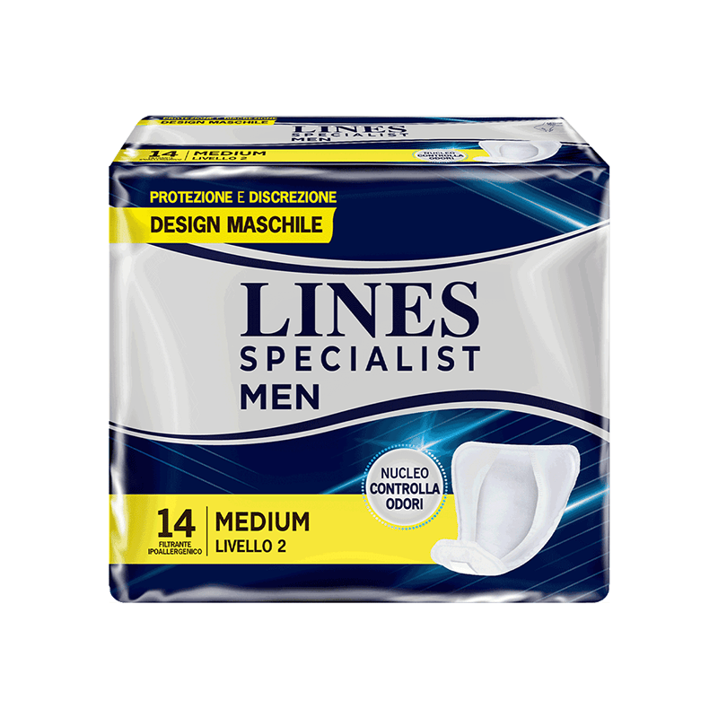 Acquista online Lines Specialist Assorbente maschile | Linea prodotto per uomo. Lines Specialist, prodotti per perdite di urina Assorbenti Maschili