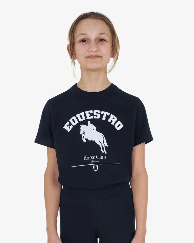 T-shirt bambina Jumping Horse Club in cotone