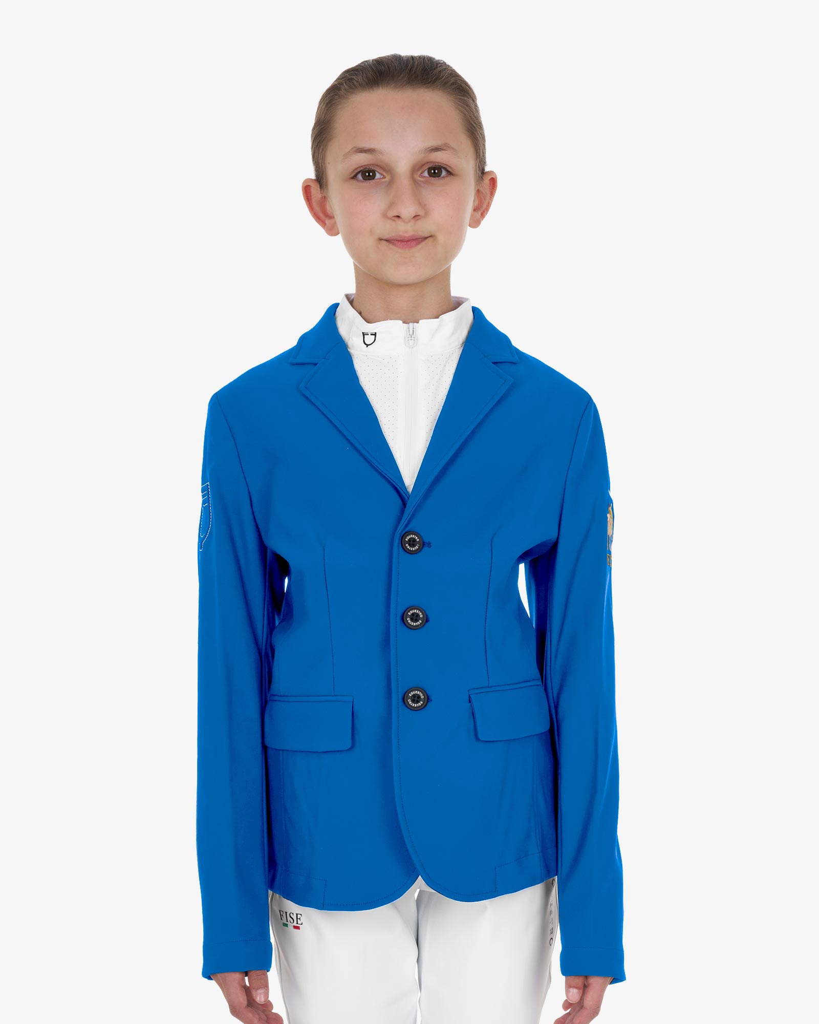 Kids' unisex three-button competition jacket Equestro X FISE