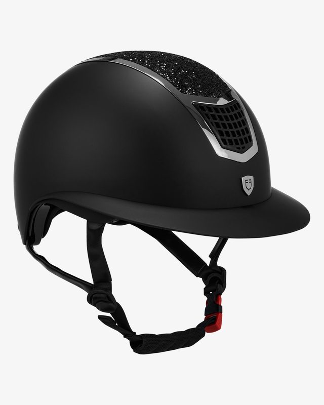 Helmet with rhinestones and wide visor homologation EN 1384-2023