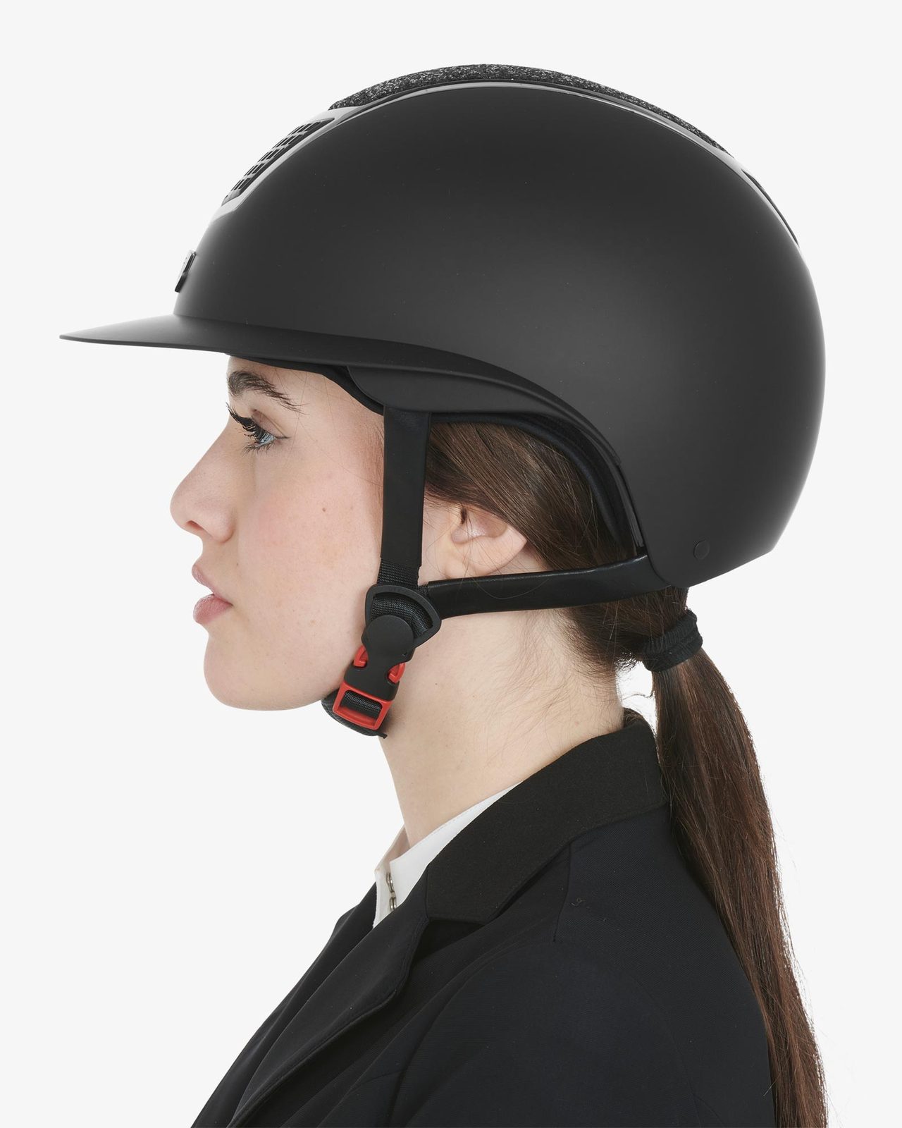 Helmet with rhinestones and wide visor homologation EN 1384-2023