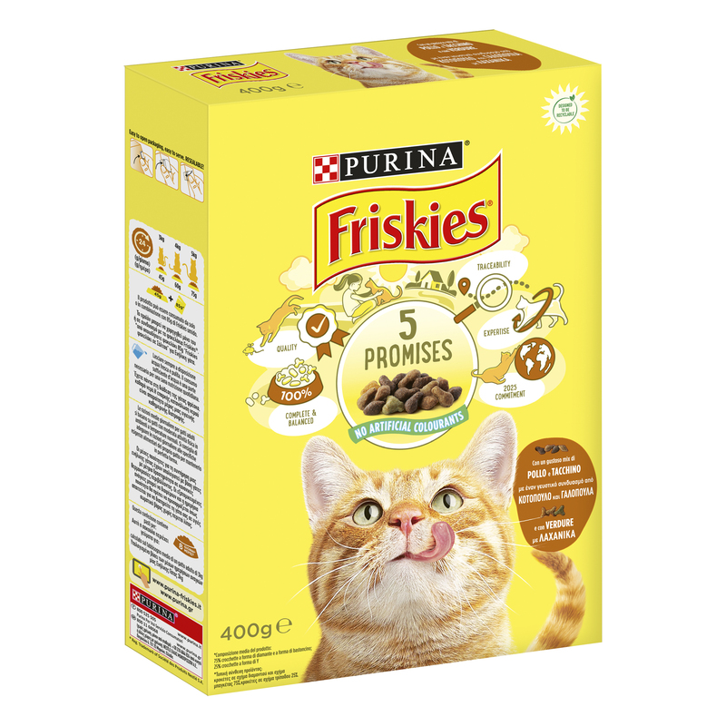 FRISKIES Gatto Crocchette Adult con un gustoso mix di Pollo e Tacchino e con Verdure - Purina Shop 400g