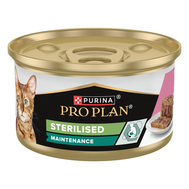 PURINA® PRO PLAN® STERILISED MAINTENANCE, Terrine, con tonno e salmone - Purina Shop 85 g