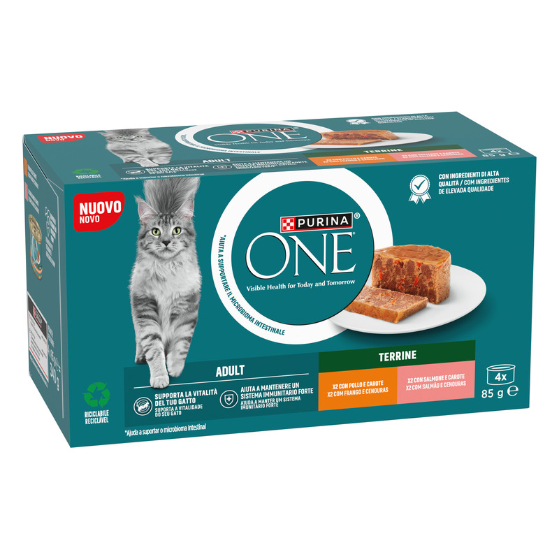 Purina ONE Bifensis Adult 4x85g Pollo e Carote / Salmone e Carote - Purina Shop 4x85g