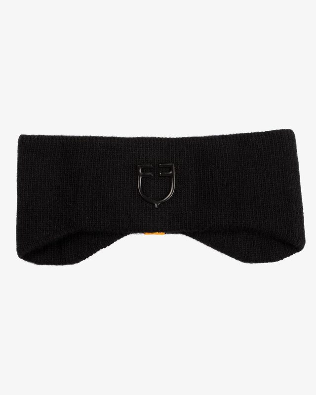 Paraorecchie unisex lana a costine con logo