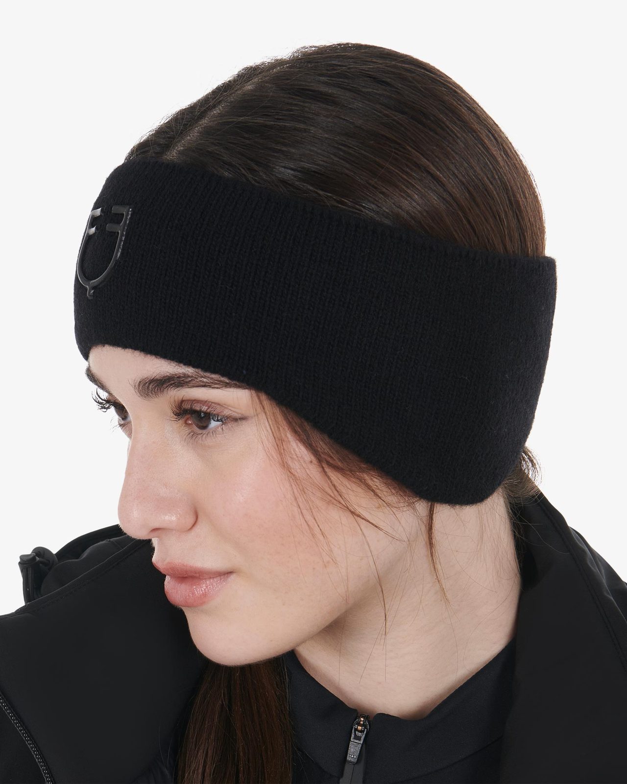 Unisex ribbed wool earmuff headband with logo