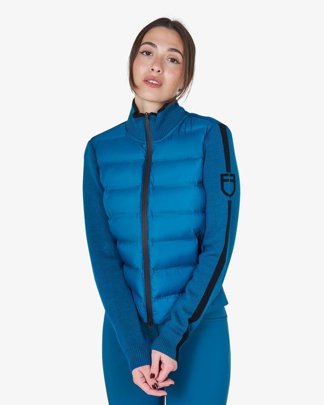 Women's jacket in nylon and knit with zip
