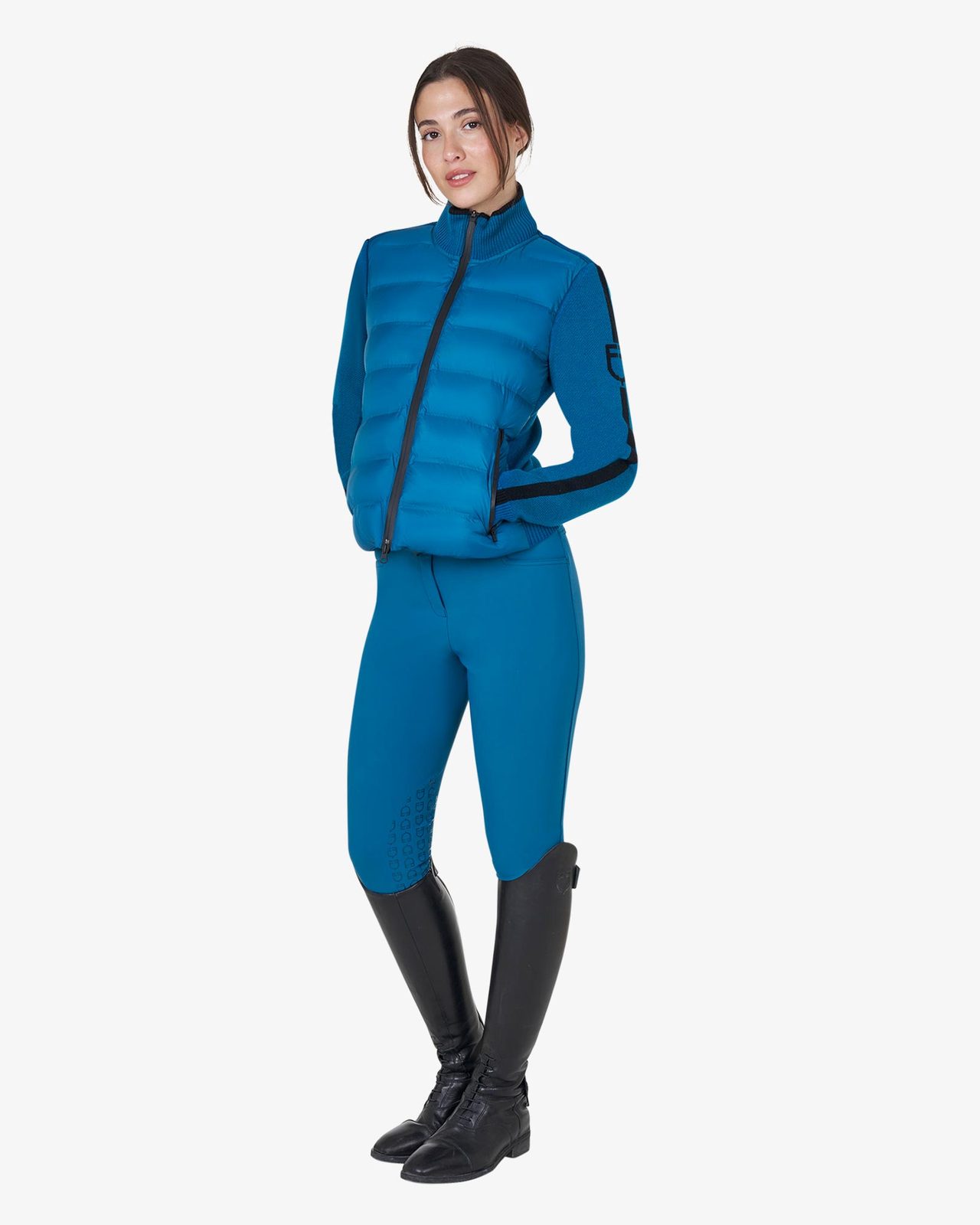 Piumino da donna in nylon e maglia con cerniera