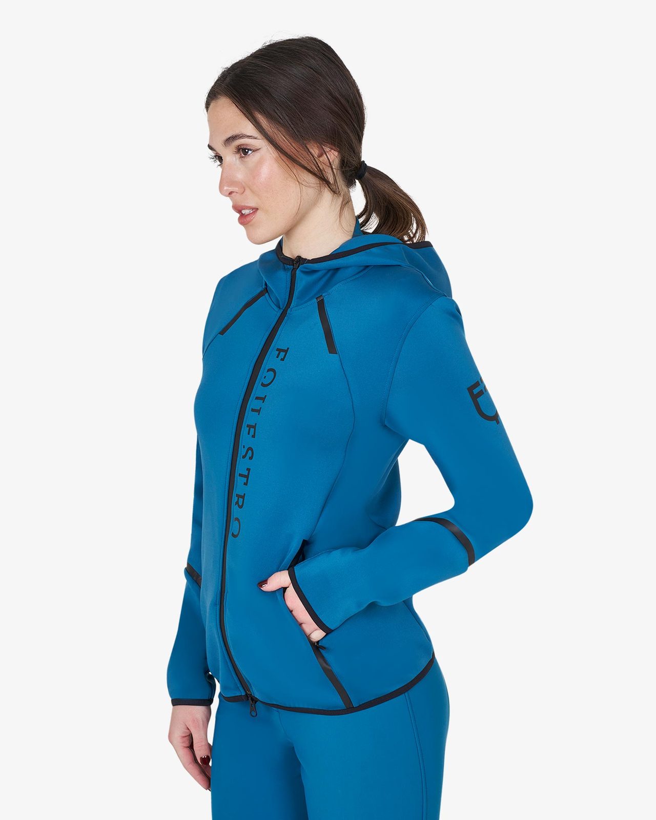 Women's technical sweatshirt in jersey with zip