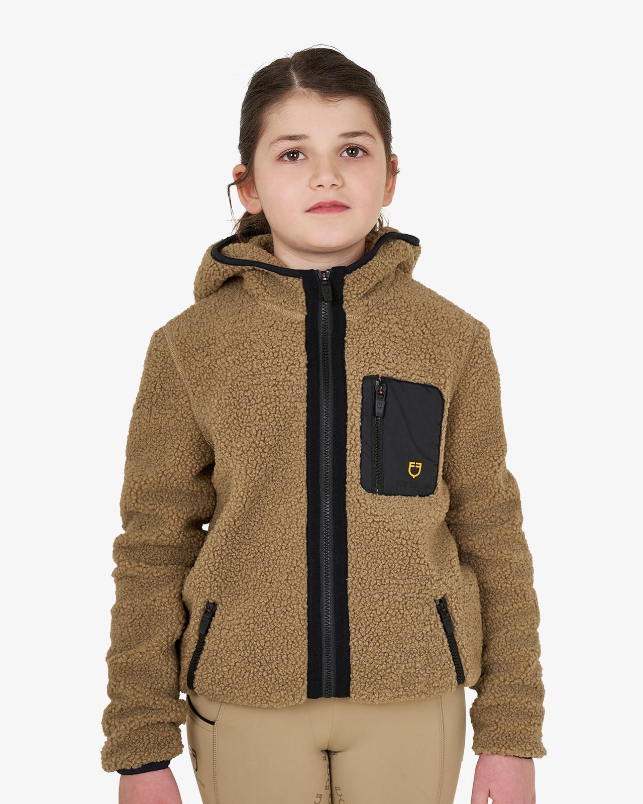 Felpa bambina in pile ricciolo con zip frontale