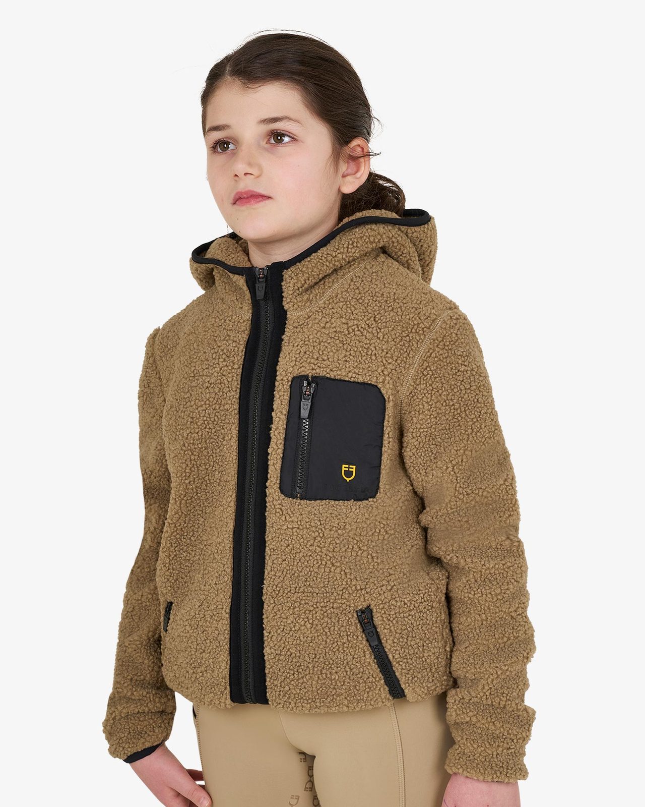 Felpa bambina in pile ricciolo con zip frontale