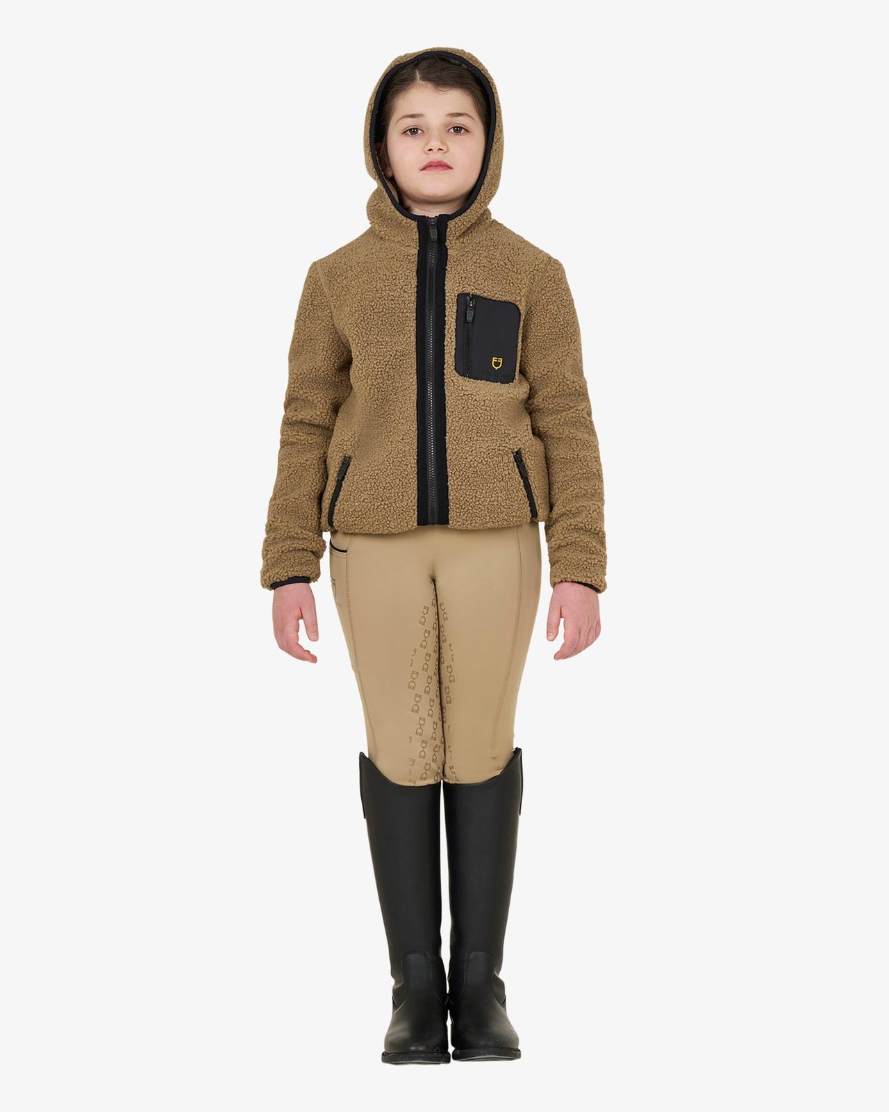 Felpa bambina in pile ricciolo con zip frontale