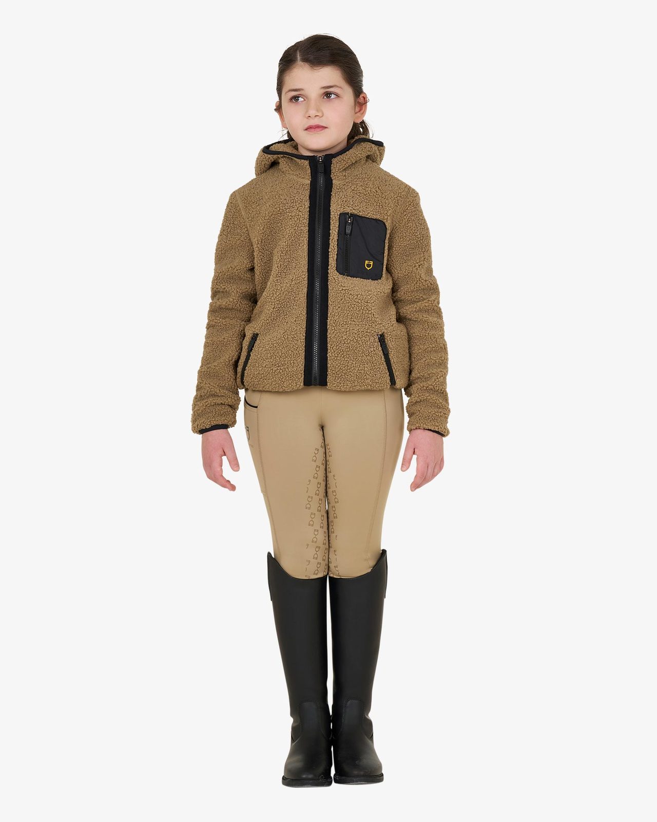 Felpa bambina in pile ricciolo con zip frontale