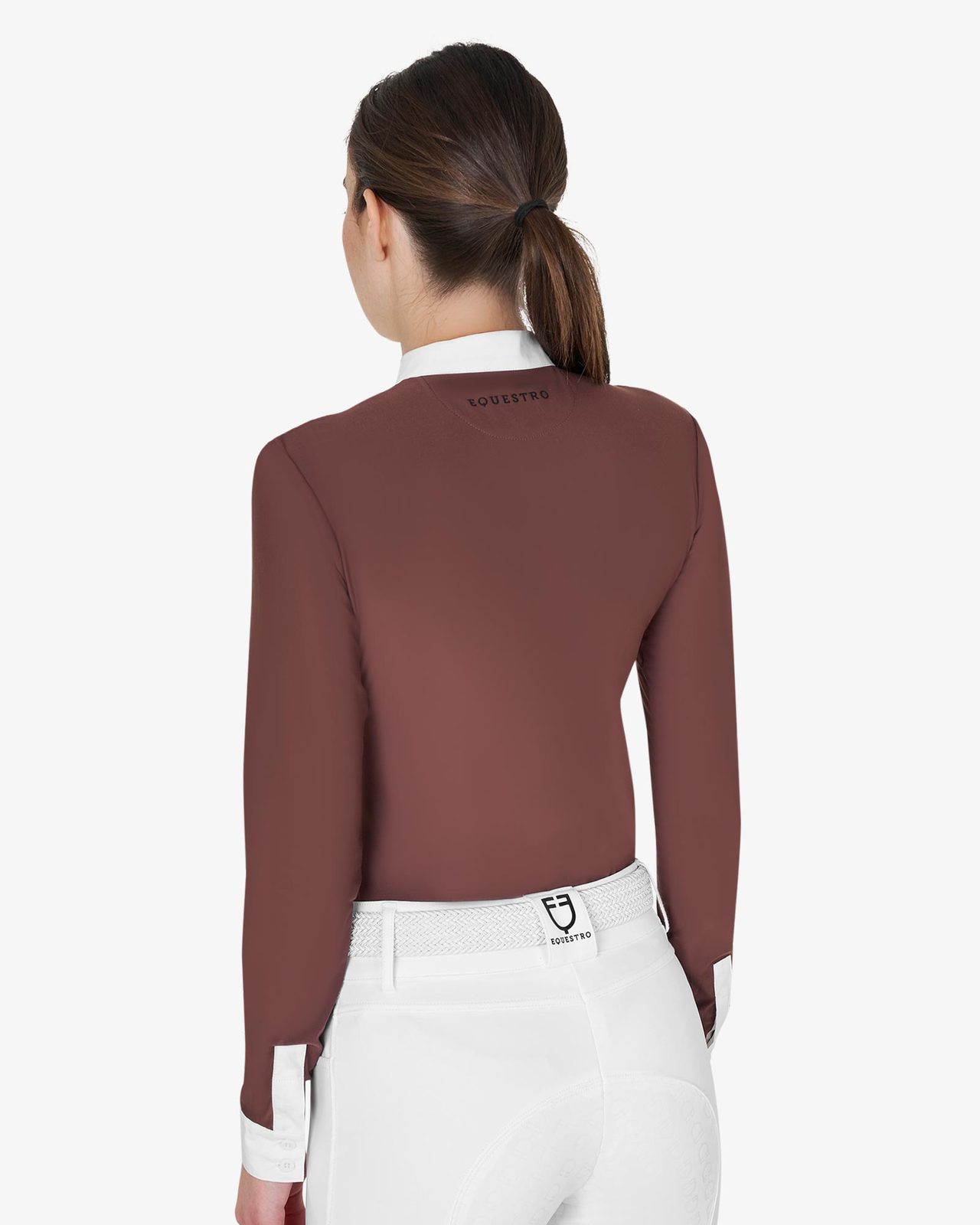 Polo donna slim fit con cotone plissettato