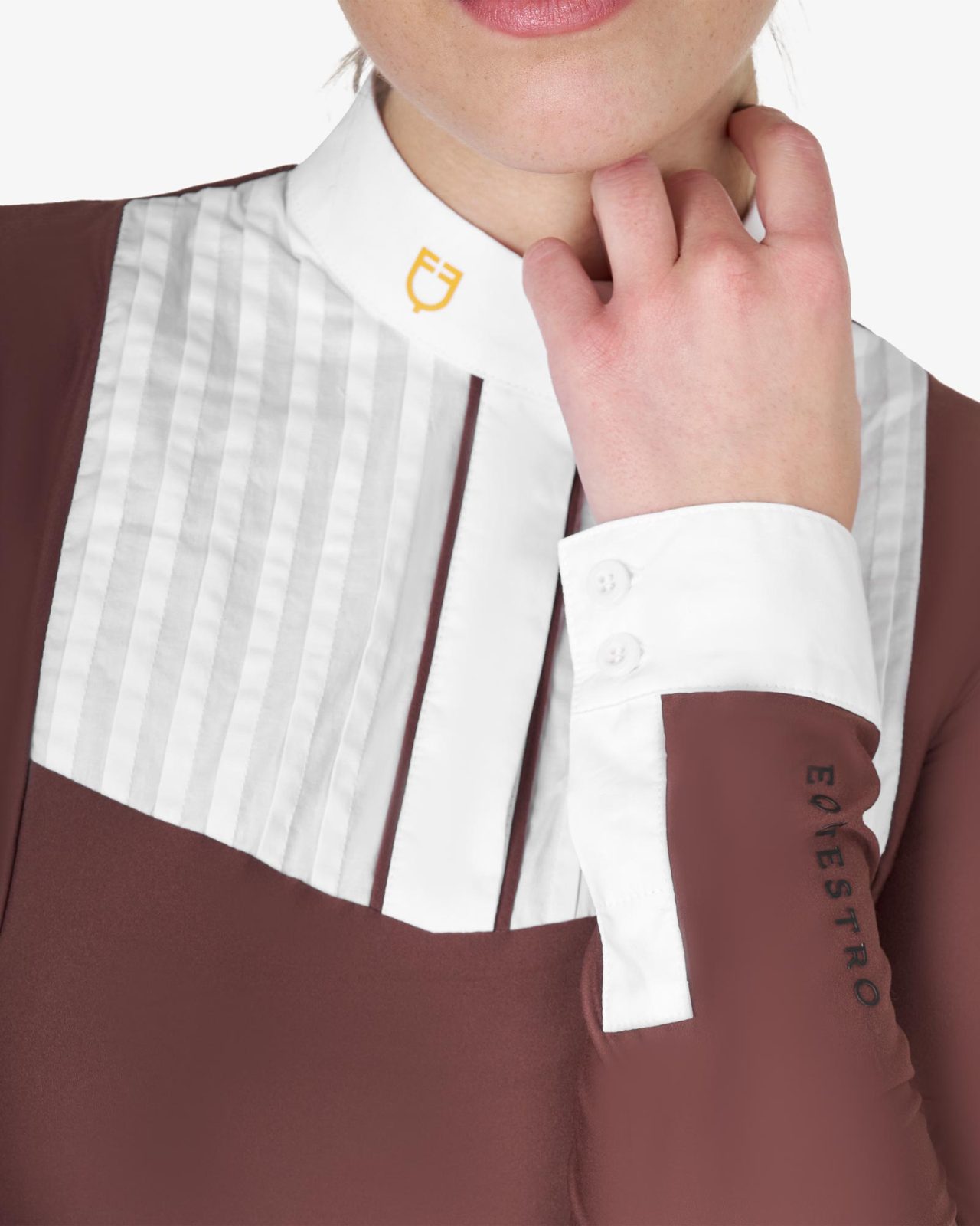Polo donna slim fit con cotone plissettato