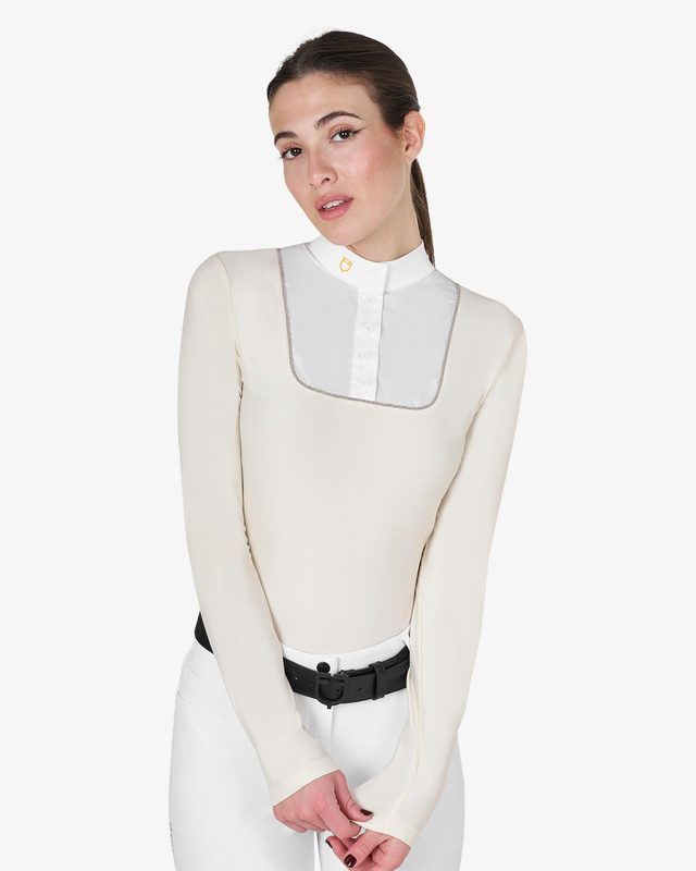 Women's slim fit buttoned competition polo shirt