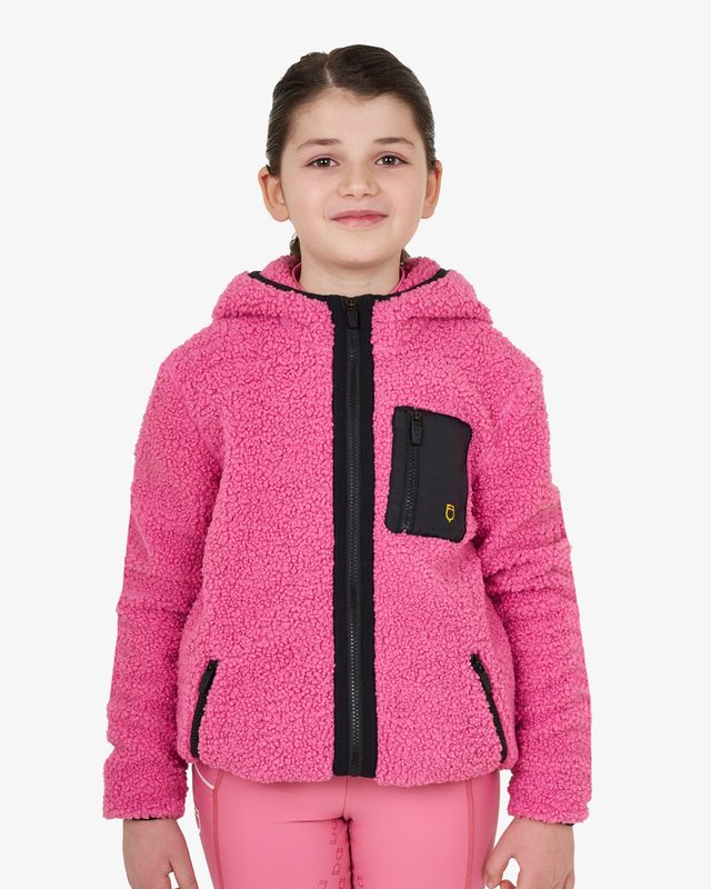 Felpa bambina in pile ricciolo con zip frontale