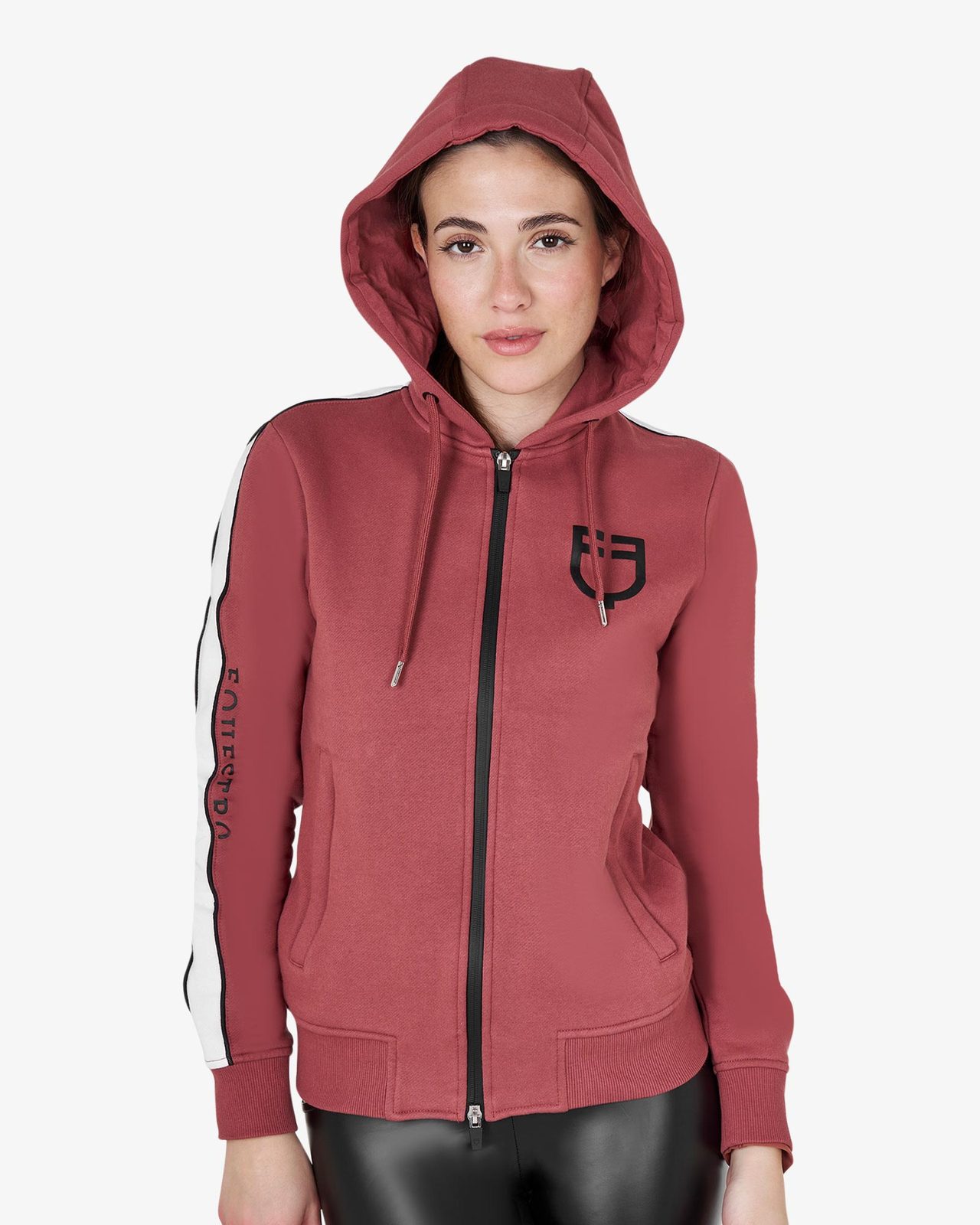 Felpa da donna con cappuccio e zip frontale