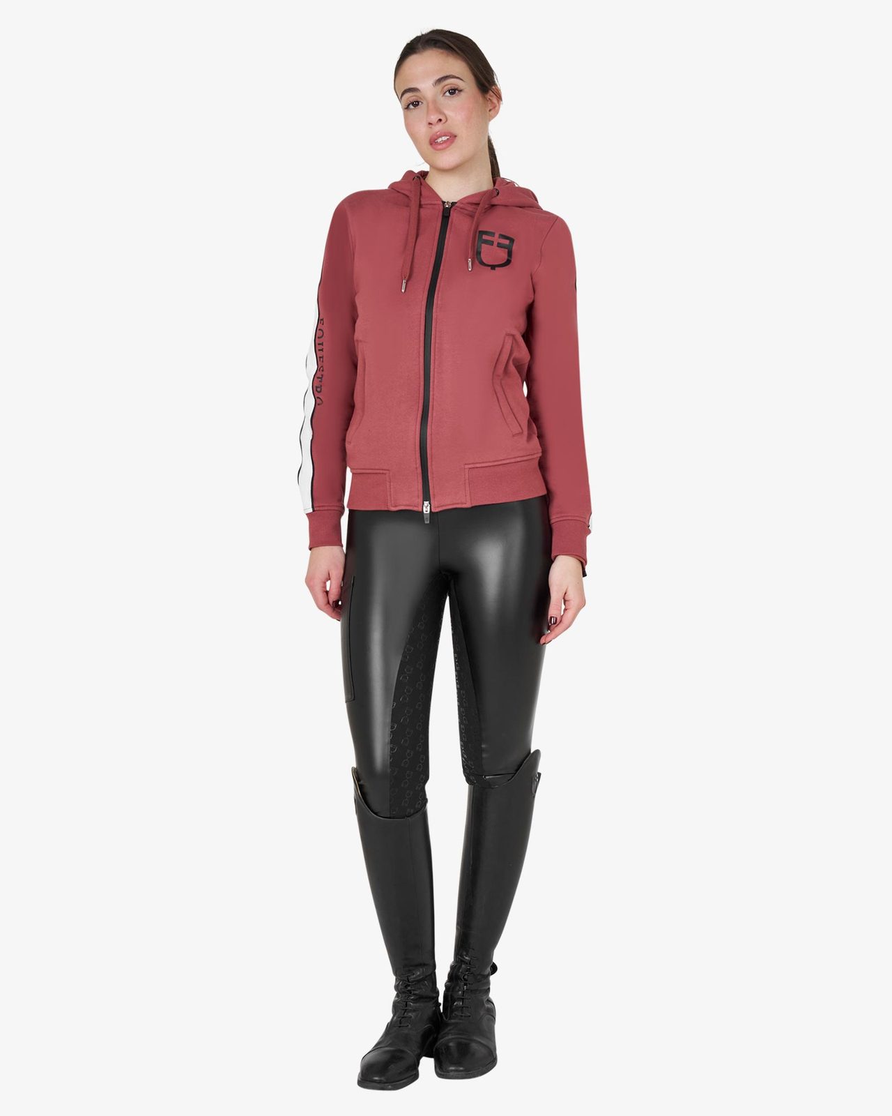 Felpa da donna con cappuccio e zip frontale