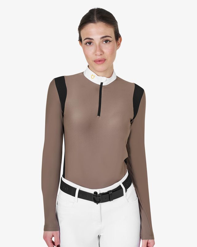 Women's slim fit polo shirt in technical fabric