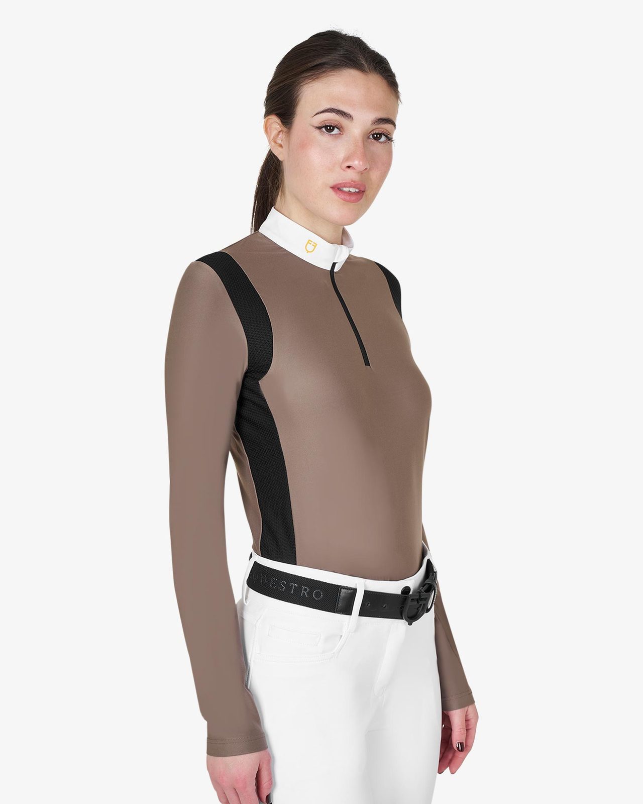 Polo donna slim fit in tessuto tecnico