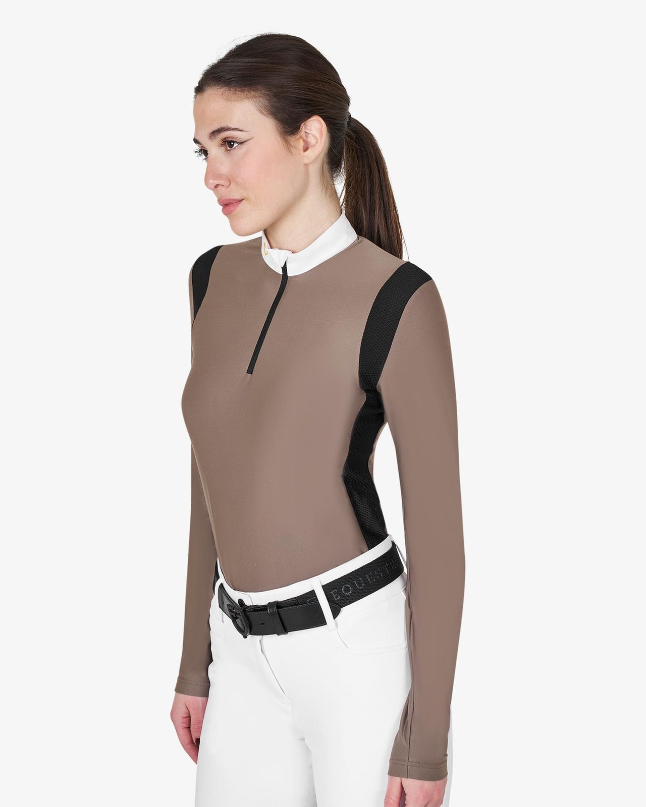 Polo donna slim fit in tessuto tecnico
