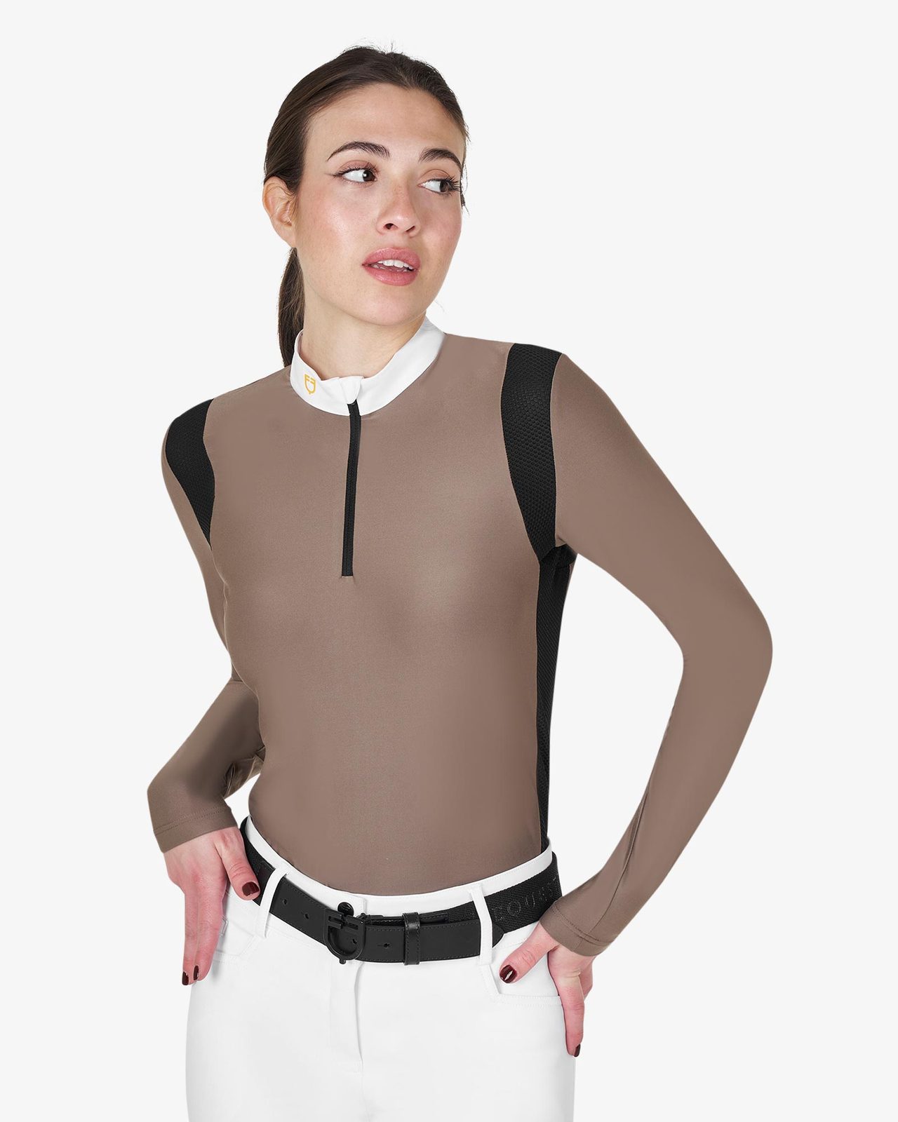 Polo donna slim fit in tessuto tecnico