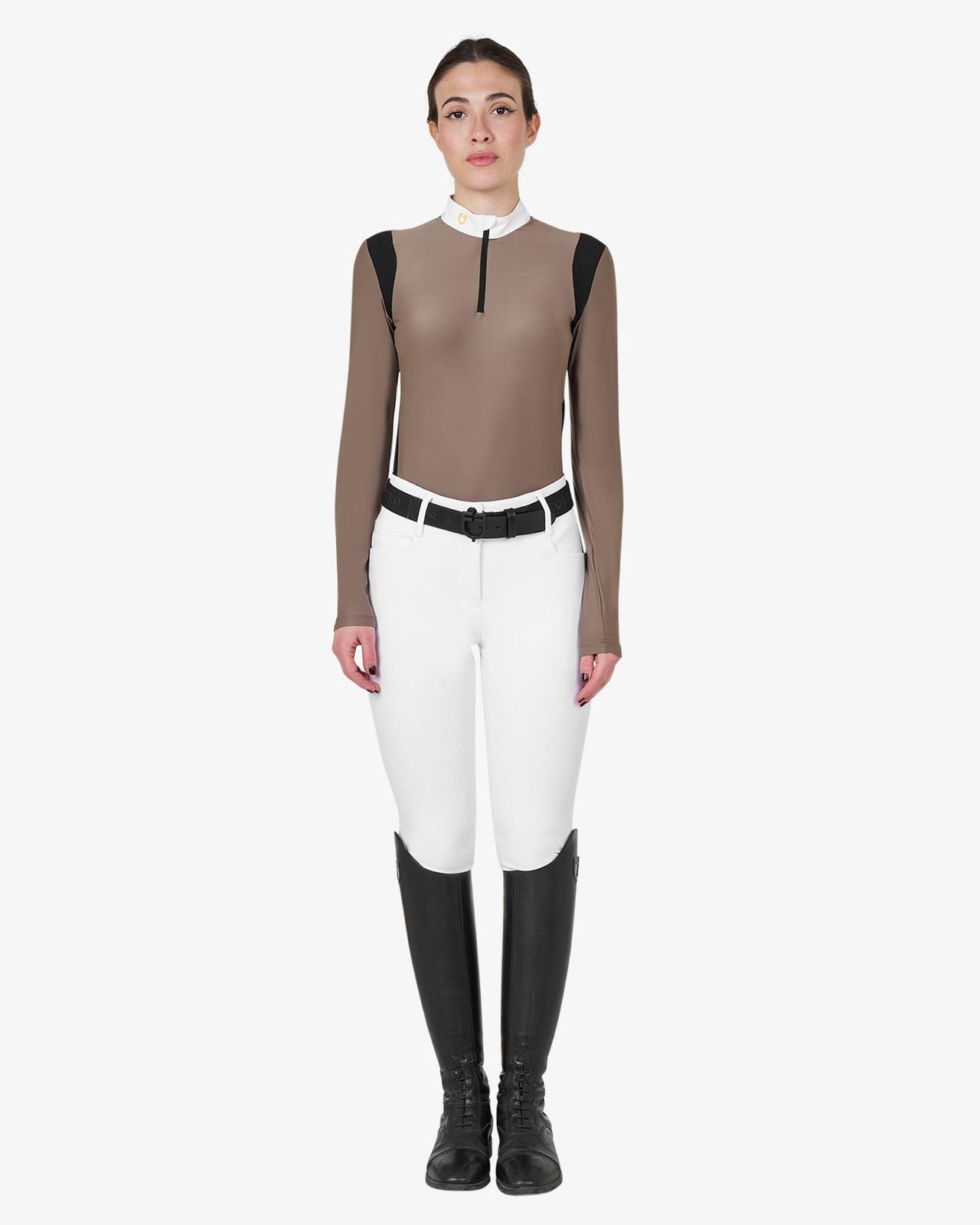 Polo donna slim fit in tessuto tecnico