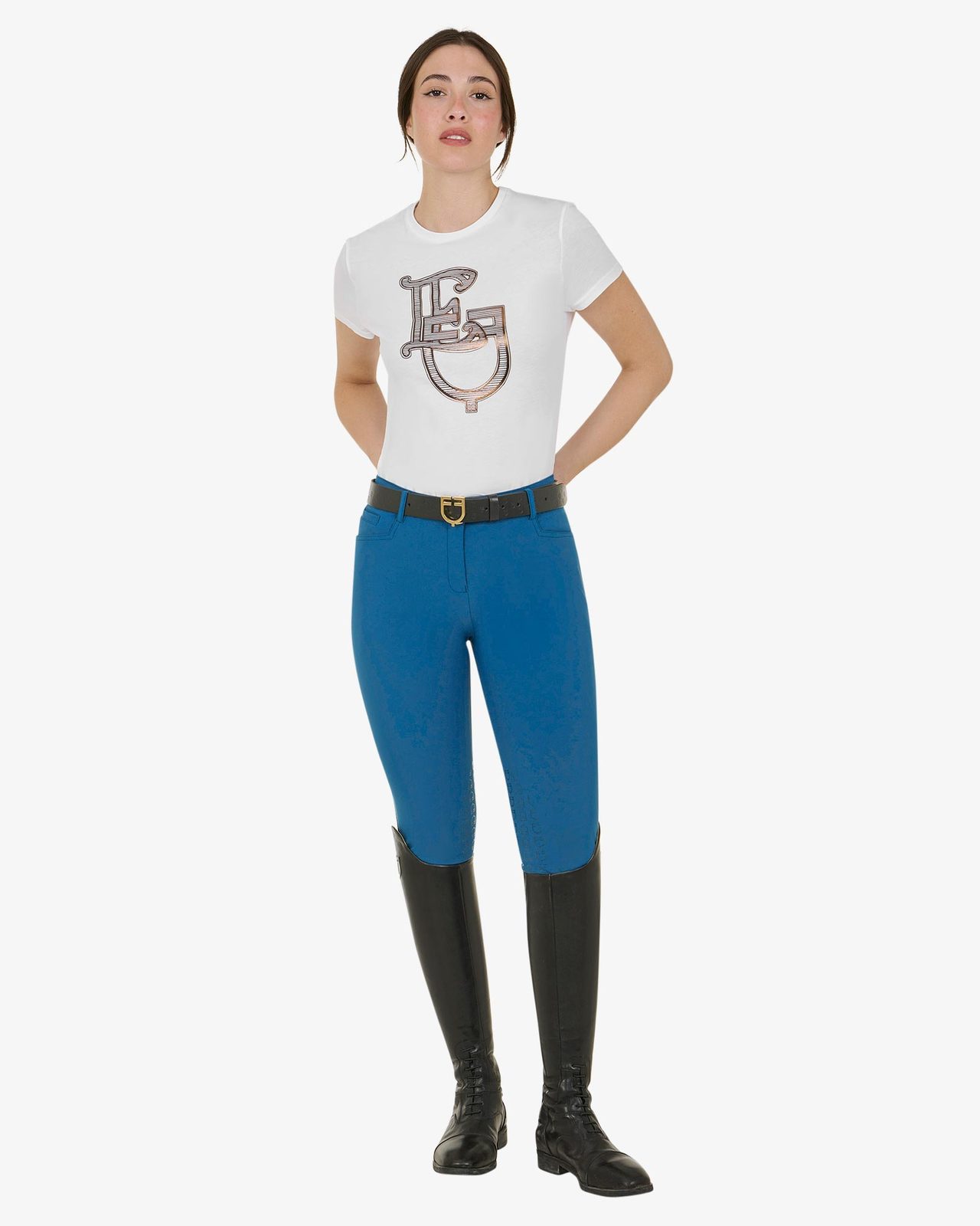 Pantaloni donna slim fit grip con logo Equestro