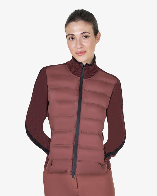 Women's jacket in nylon and knit with zip